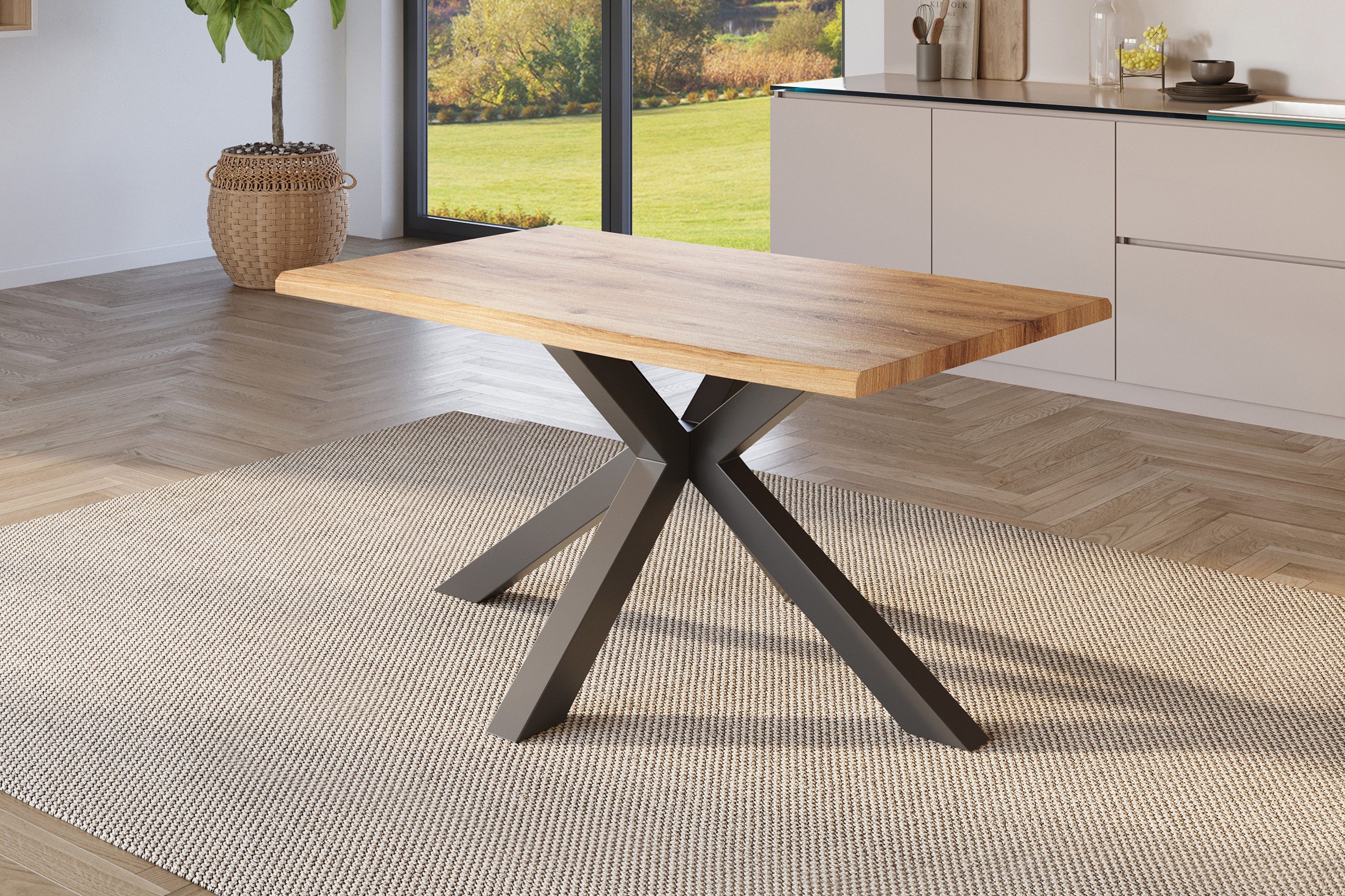 SAM® Esstisch Juliane, Holz Wildeiche-Optik, verschiedene Metallgestelle, B günstig online kaufen