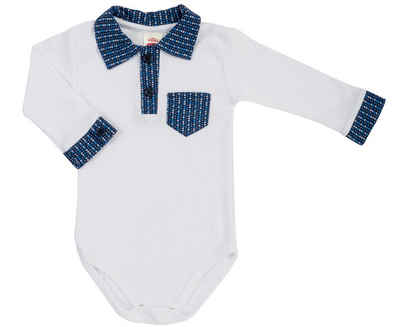 Makoma Hemdbody »Baby Langarm Body mit Kragen Hemdbody Jungen« (1-tlg) 100% Baumwolle