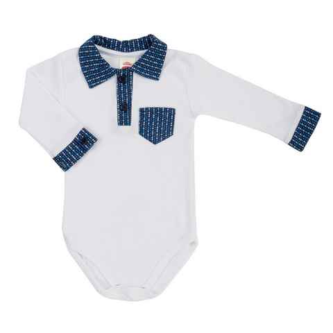 Makoma Hemdbody Baby Langarm Body mit Kragen Hemdbody Jungen (1-tlg) 100% Baumwolle