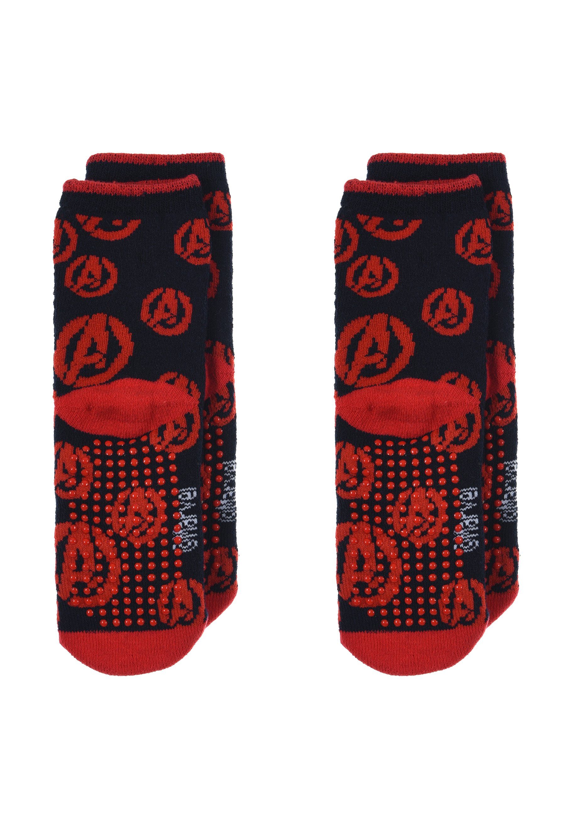 The AVENGERS ABS-Socken Kinder Jungen Socken 2 Paar Set Gumminoppen Stopper-Socken Strümpfe (2-Paar) mit anti-rutsch Noppen