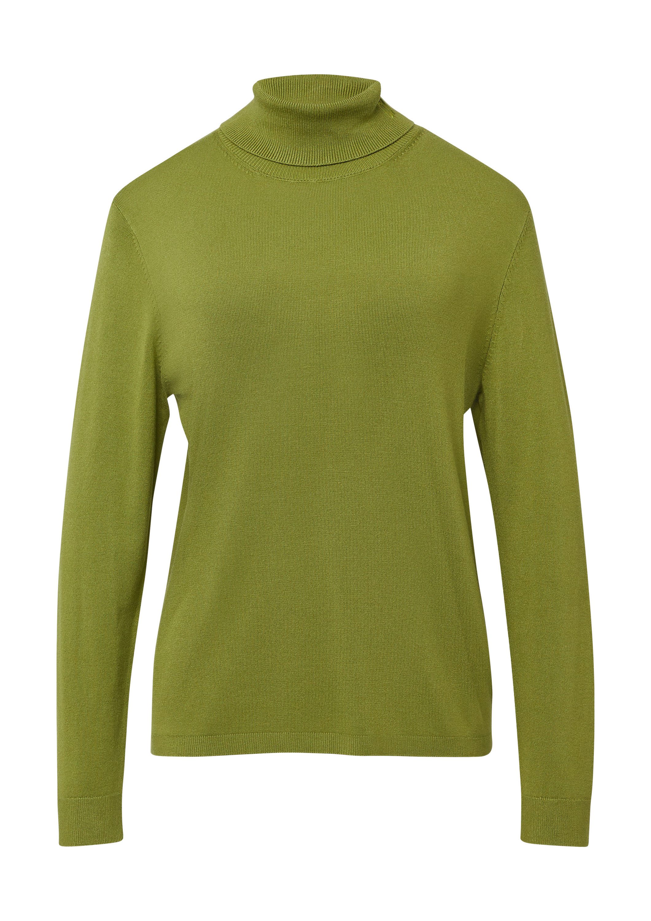 comma Longpullover Strickpullover Rollkragenpullover mit Logo-Stickerei