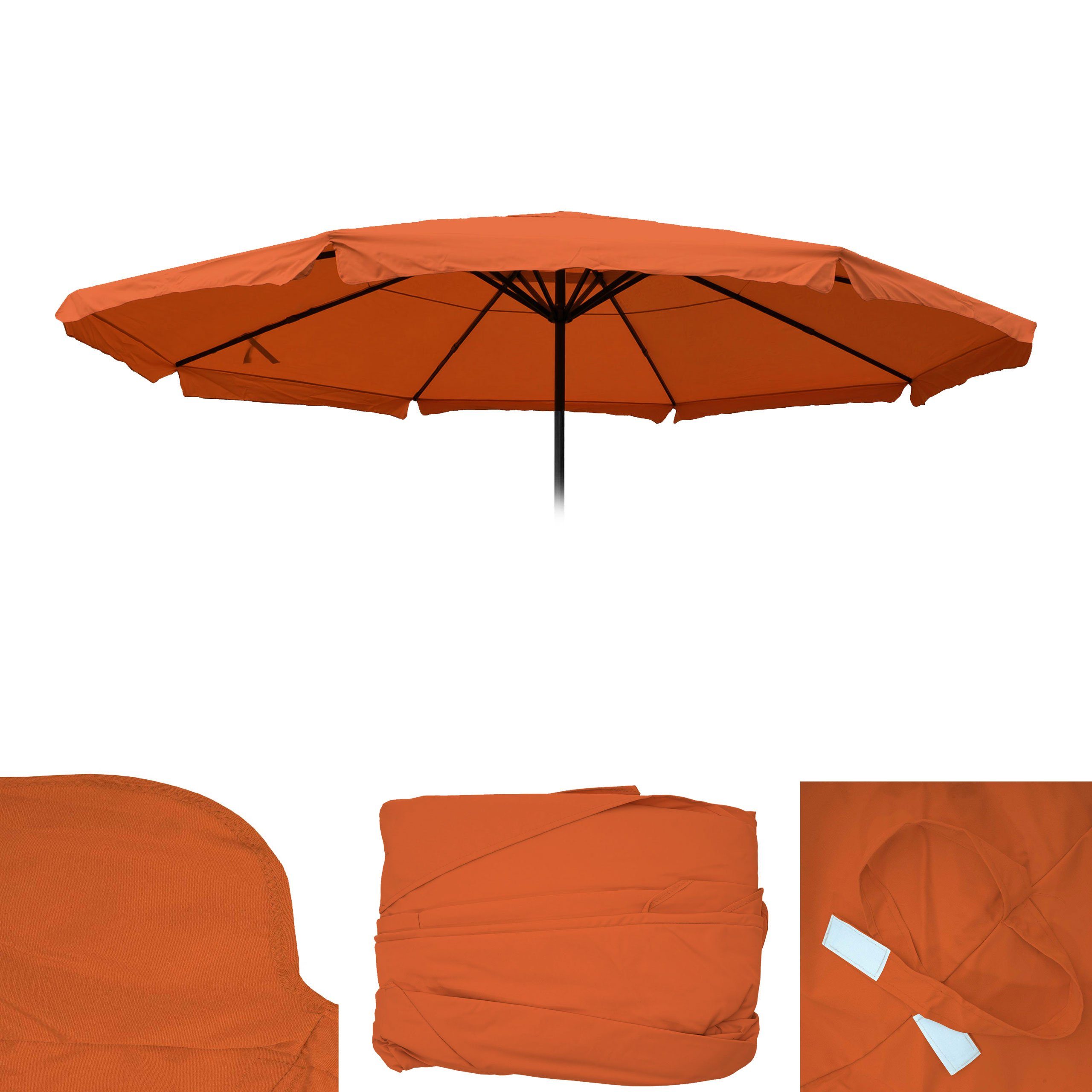 MCW Ersatzschirmbespannung Carpi Pro-B-5, 500x500 cm, Ø 500 cm, Mit Volant zur besseren Wärmeregulierung, Wasser- und schmutzabweisend