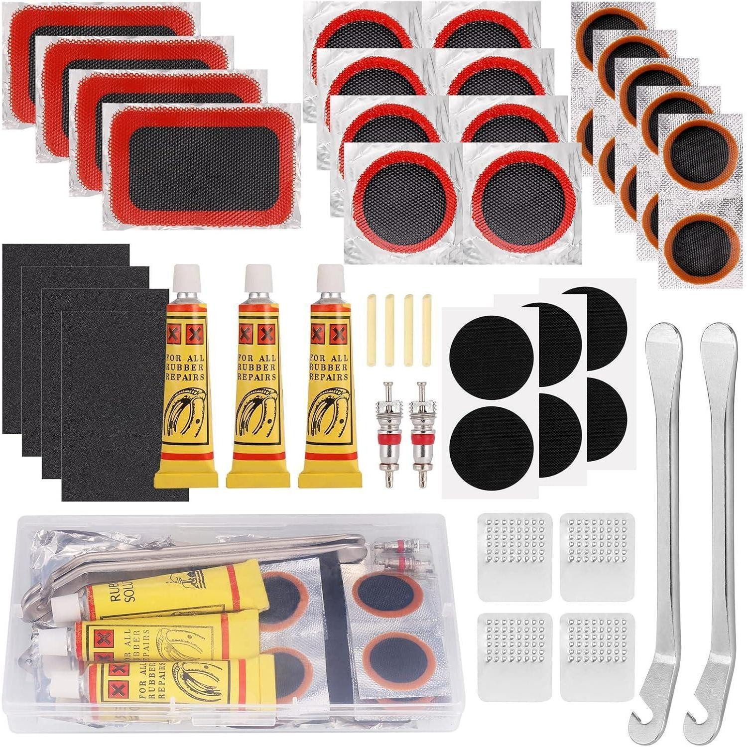 LuxusKollektion Fahrradständer 48-teiliges Fahrrad Flickzeug Set für Reifenreparatur & Notfall-Sets