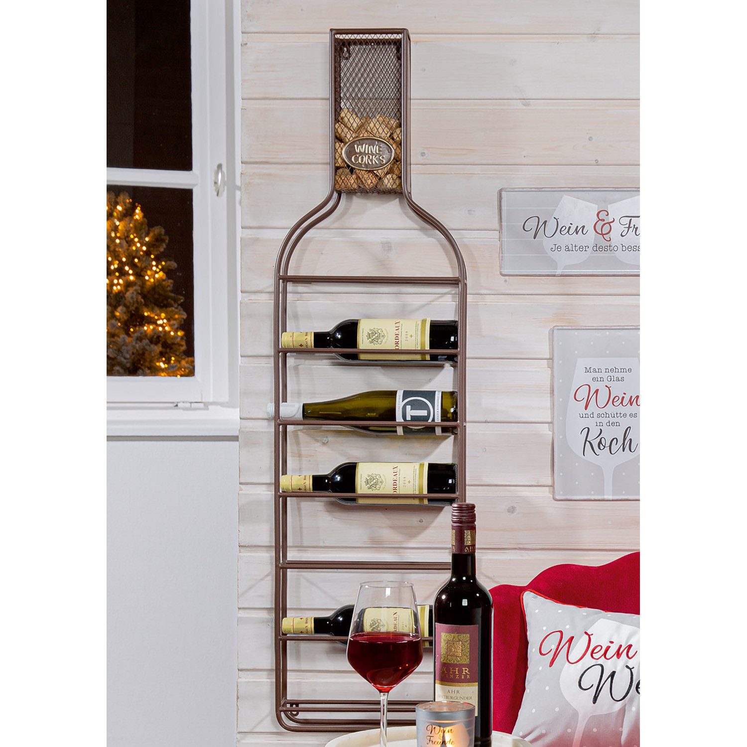 GILDE Weinregal CORK - Weinregal aus Metall - braun - H. 118cm - für 7 Wein günstig online kaufen