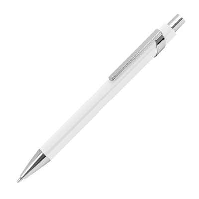 Livepac Office Kugelschreiber 10 Kugelschreiber aus Metall mit silbernen Applikationen / Farbe: weiß
