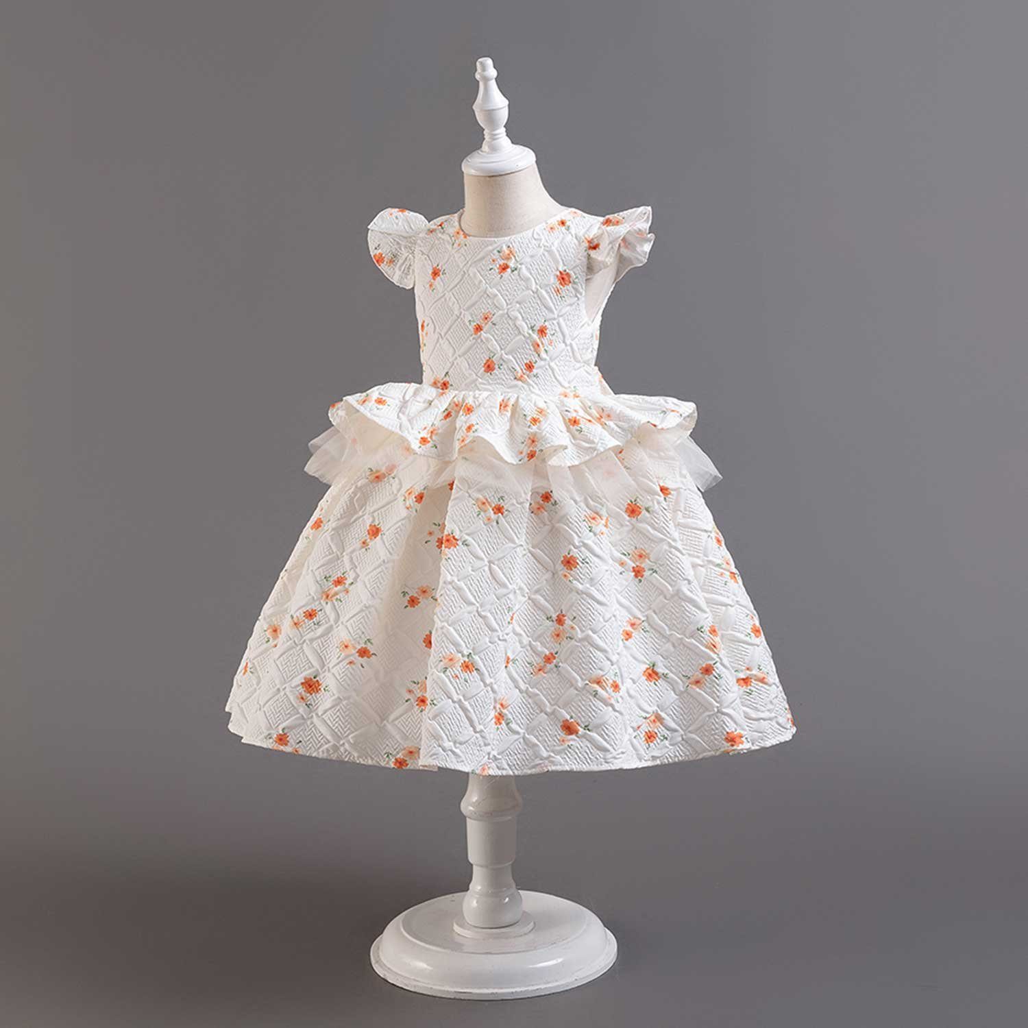 Prinzessinnenkleider Blumenkleider Kinderkleider Daisred Tüllkleid Ballkleid Orange