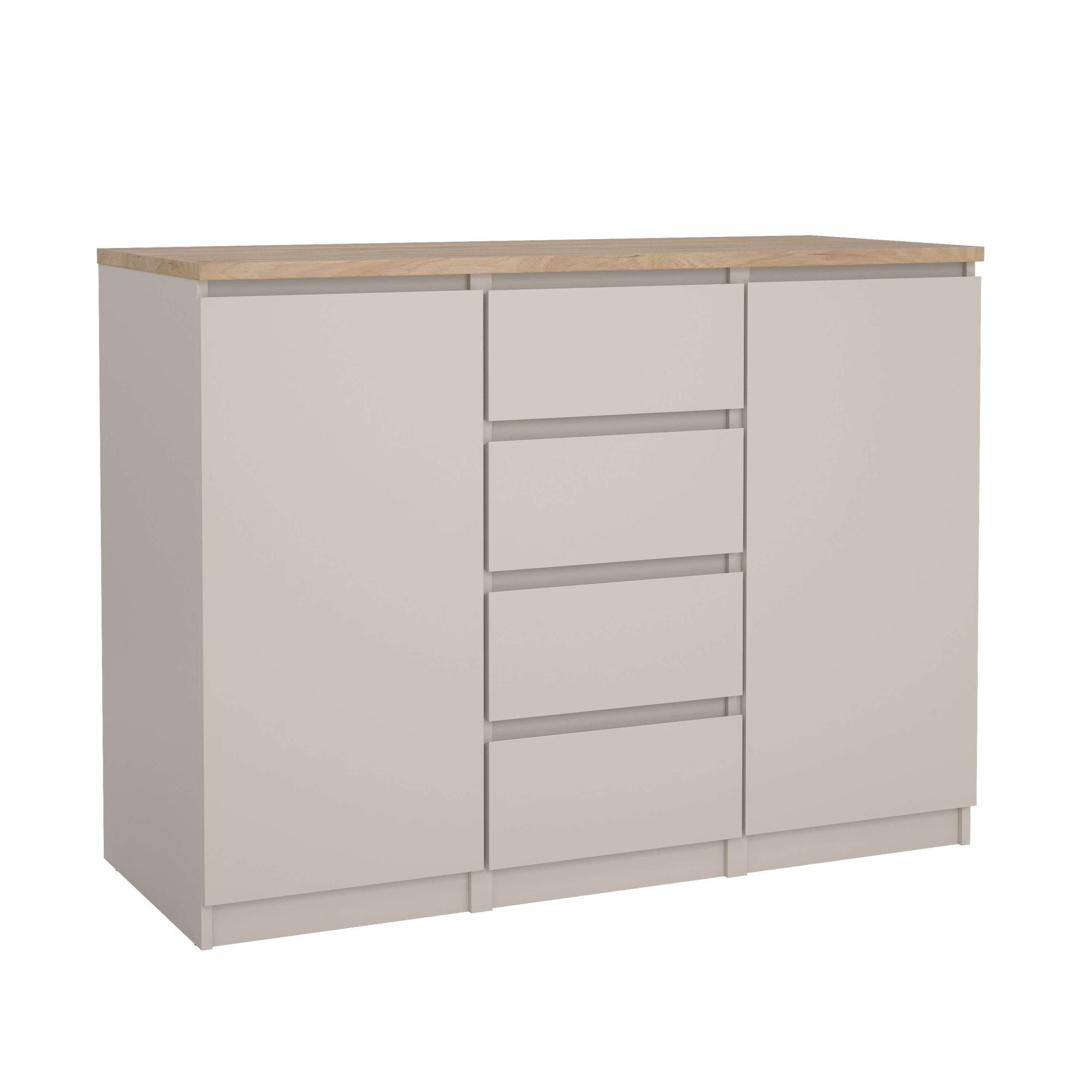 Home affaire Kommode Naia, Sideboard, 4 Schubladen, 2 Türen, Aufbewahrung, grifflose Front, Mit Einlegeböden, modern, skandinavisches Design, in mehrere Farben