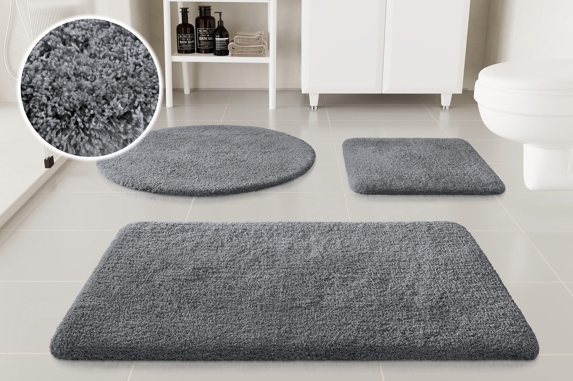 OTTO home Badematte Kaarin, uni, viele Farben, Badvorleger, Badezimmer Teppich, Höhe 30 mm, rutschhemmend beschichtet, fußbodenheizungsgeeignet, Polyester, rechteckig, Badteppich, getuftet, flauschig, hochflor, große Farbauswahl