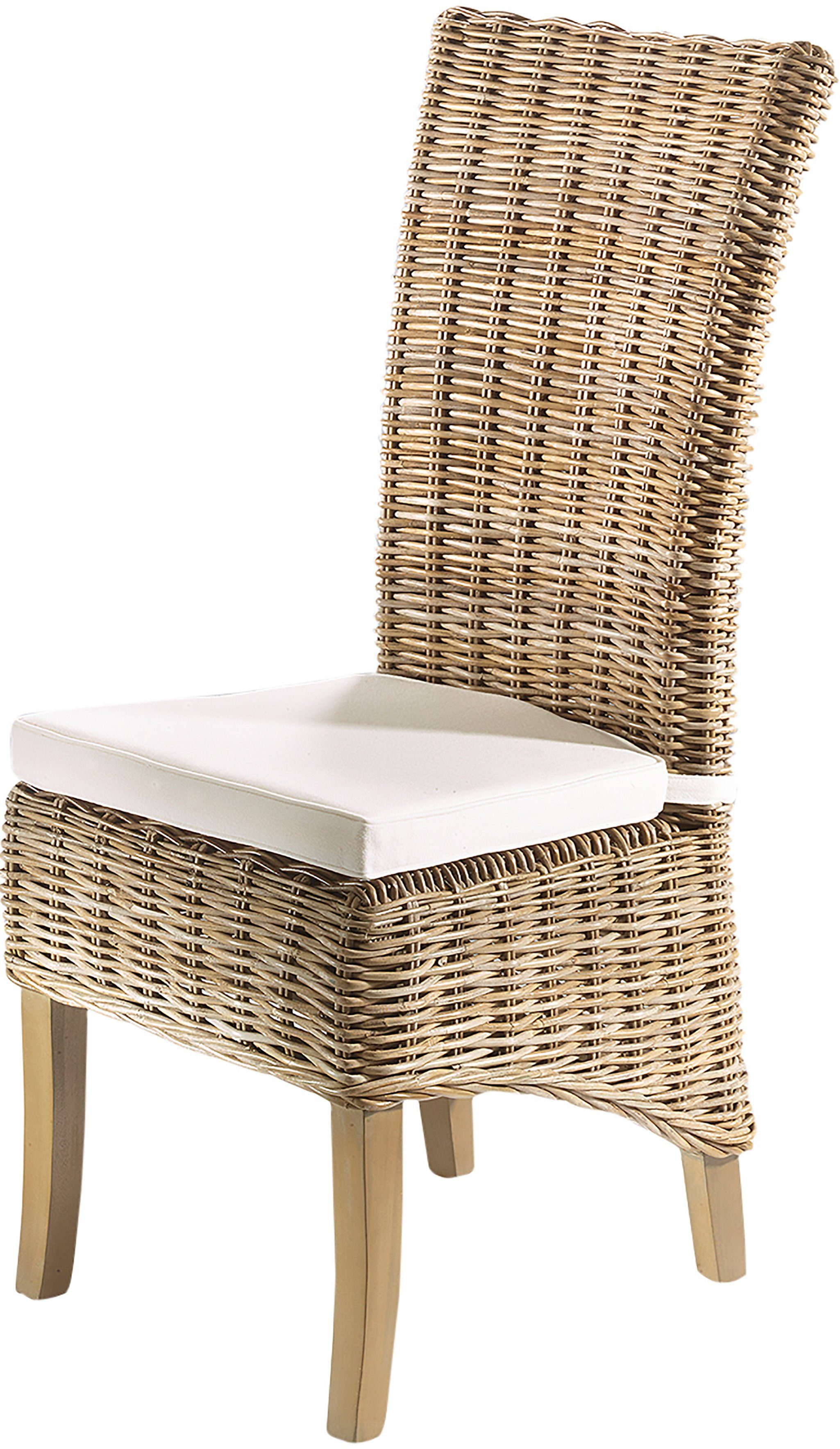 Kissen NEWPORT Hochlehner Stuhl Kobolo grey) mit Rattanstuhl (kubu Rattan grau