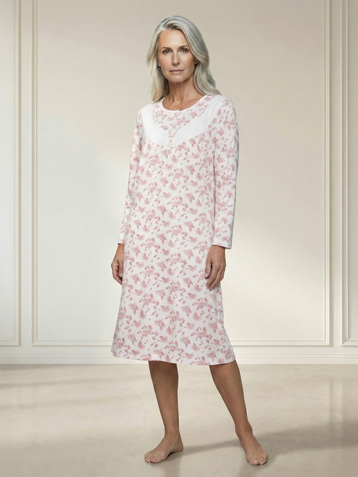 zeitlos Nachthemd Nachthemd Langarm - Helene Chrysantheme