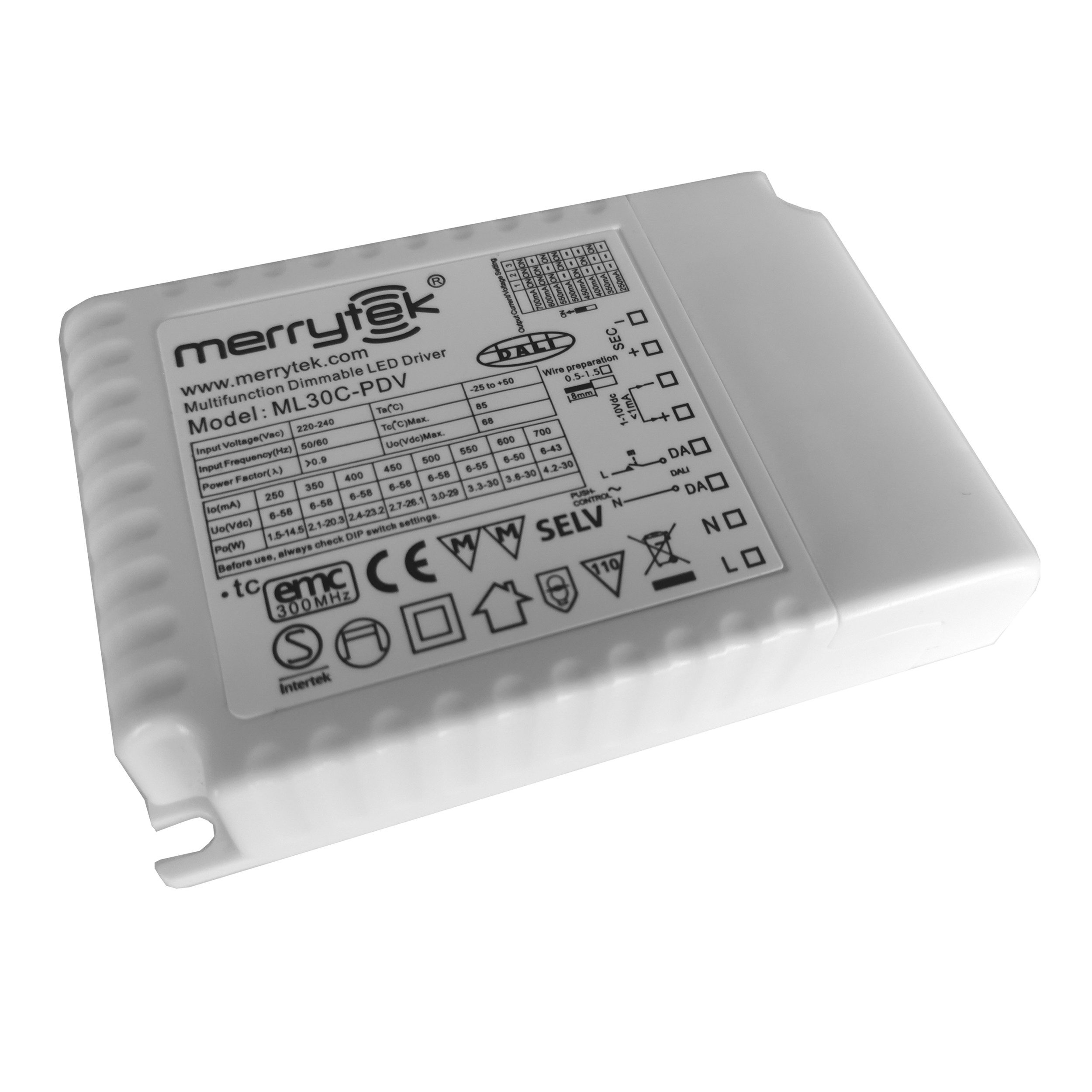 Merrytek ML30C-PDV 30W DALI, 1-10V, push DIM dimmbar LED-Treiber für LED Lampe LED Trafo