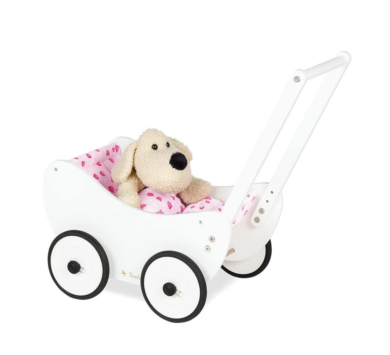 Pinolino® Lauflernwagen Trixi Puppenwagen inkl. Bettzeug - Lauflernhilfe aus Holz, (1-tlg), mit Bremssystem, aus Holz, höhenverstellbar