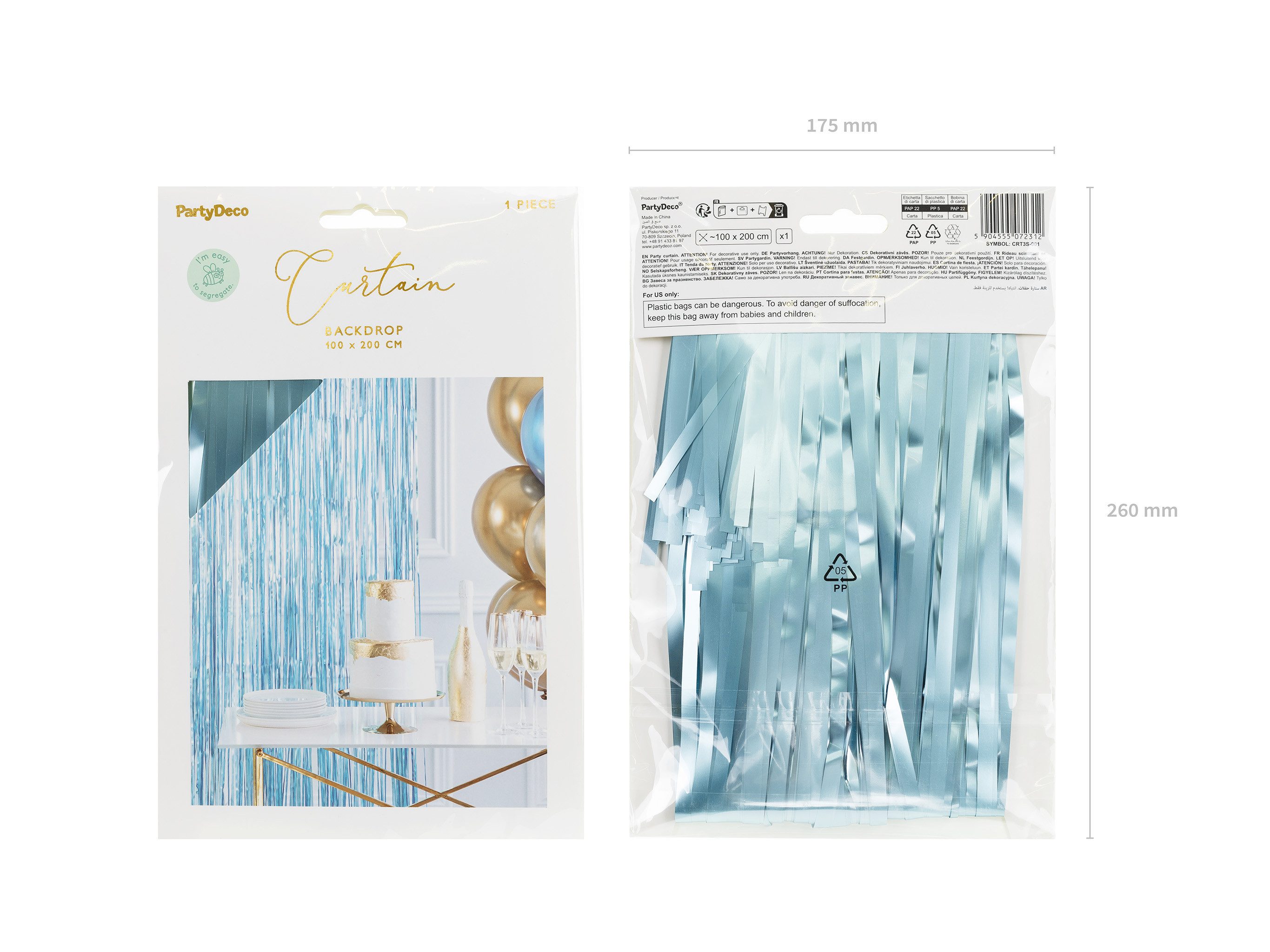 partydeco Dekorationsfolie, Lametta Vorhang 100x200cm Blau günstig online kaufen