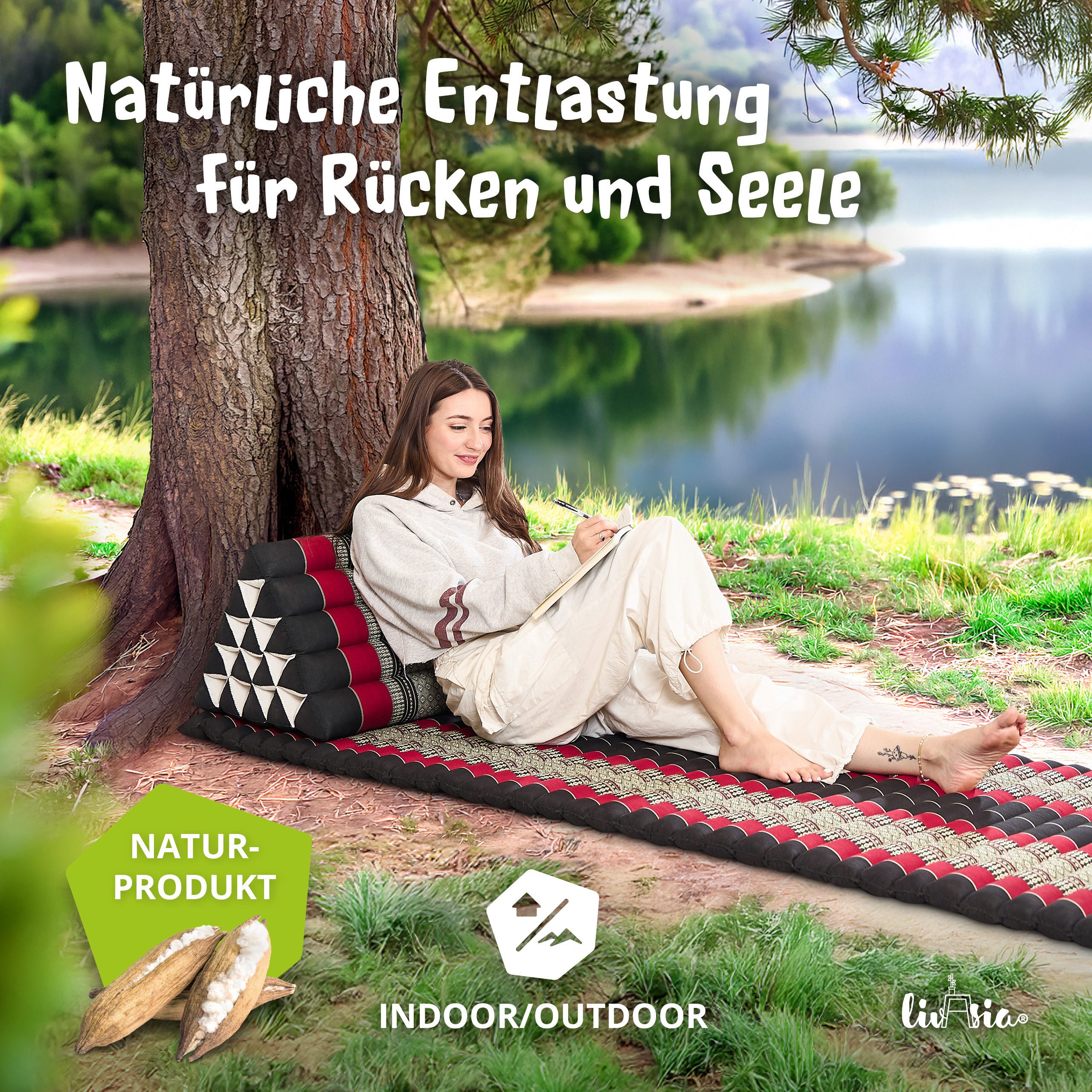 livasia Keilkissen Dreieckskissen hoch (Classic) - 38x55x35cm, Kapok, vegan, handgefertigt