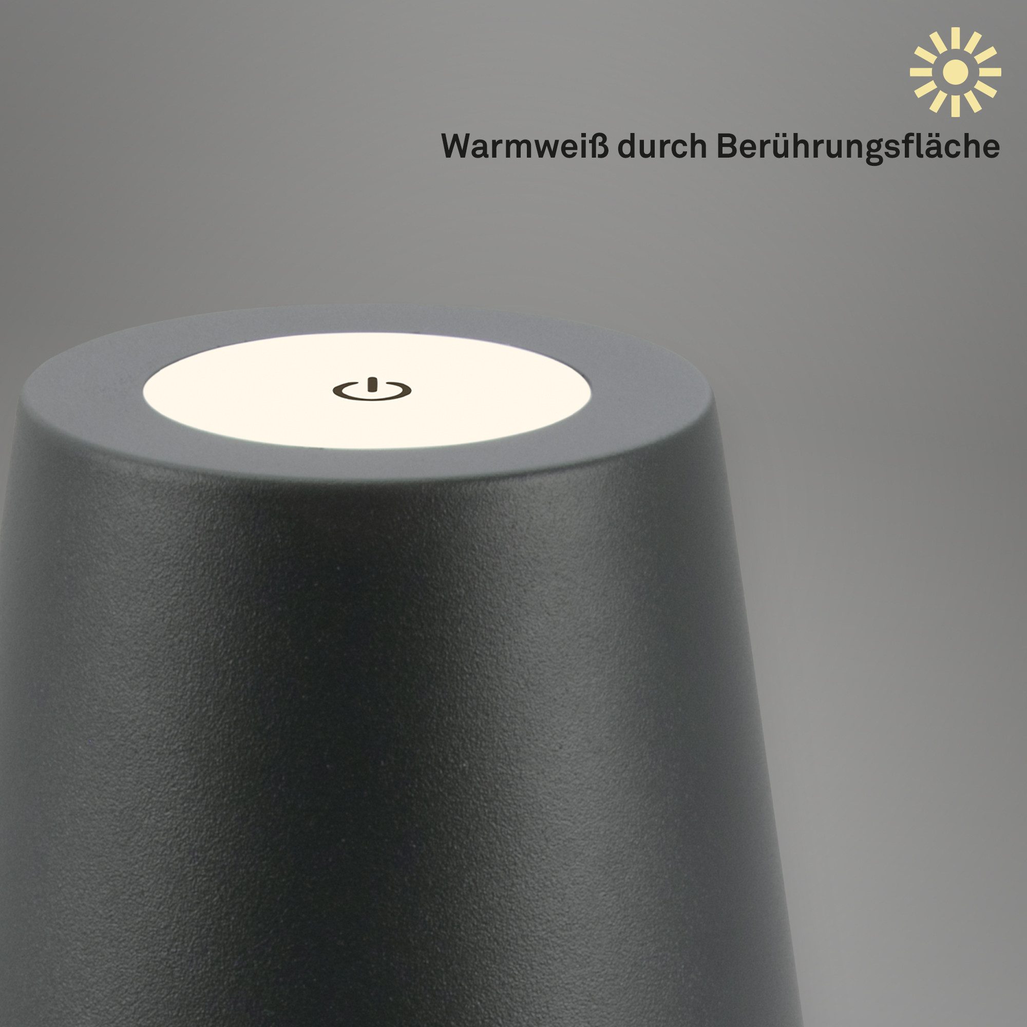 Briloner Leuchten Tischleuchte LED Tischlampe Akku IP44 kabellos Indoor/Outdoor, Einzelpack, LED wechselbar, 2700K - Extra - Warmweiß, LED Tischlampe kabellos 36x10,5 cm Beige Wohnzimmer Schlafzimmer