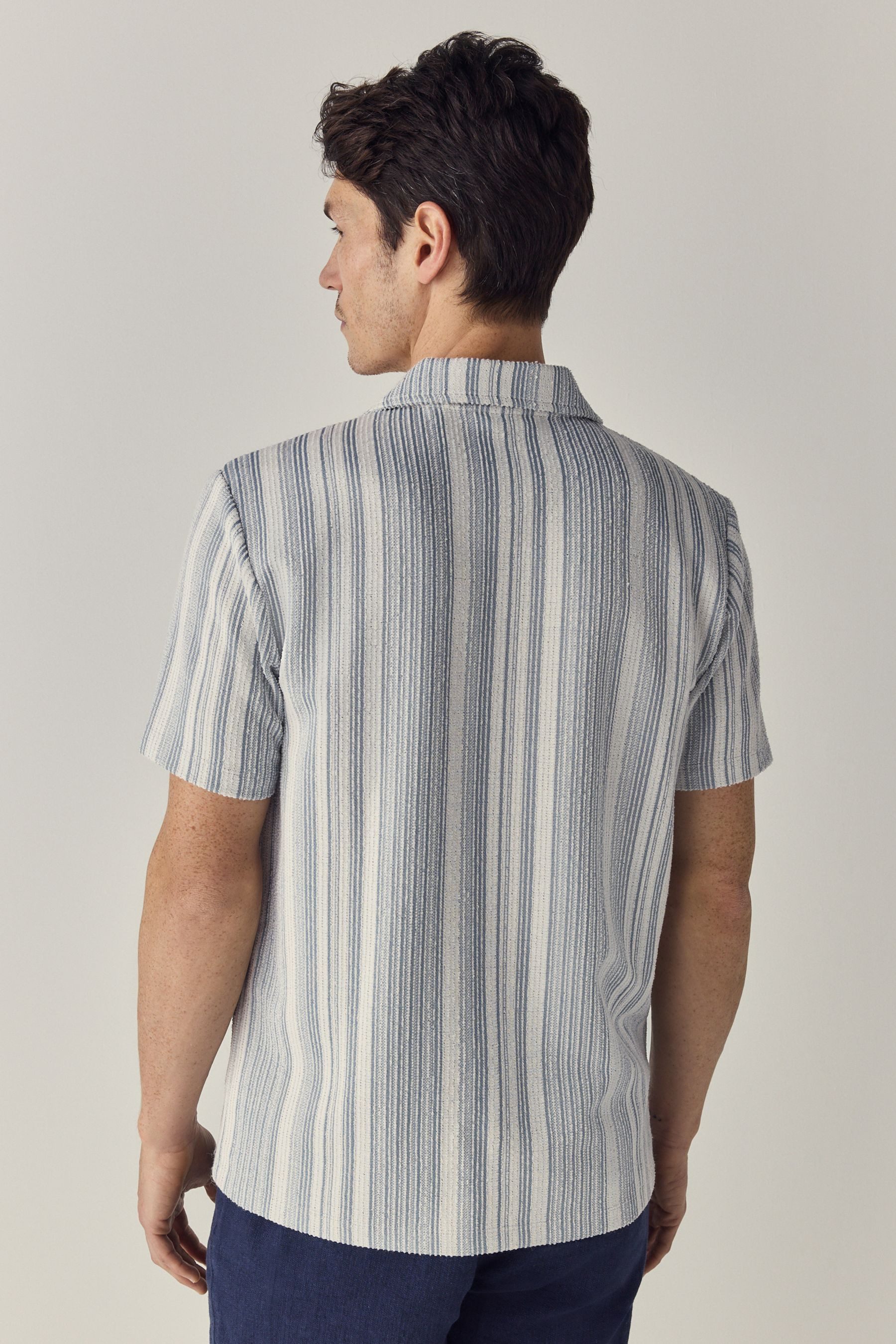 Next Kurzarmhemd Texturiertes Jersey-Hemd mit Streifen günstig online kaufen