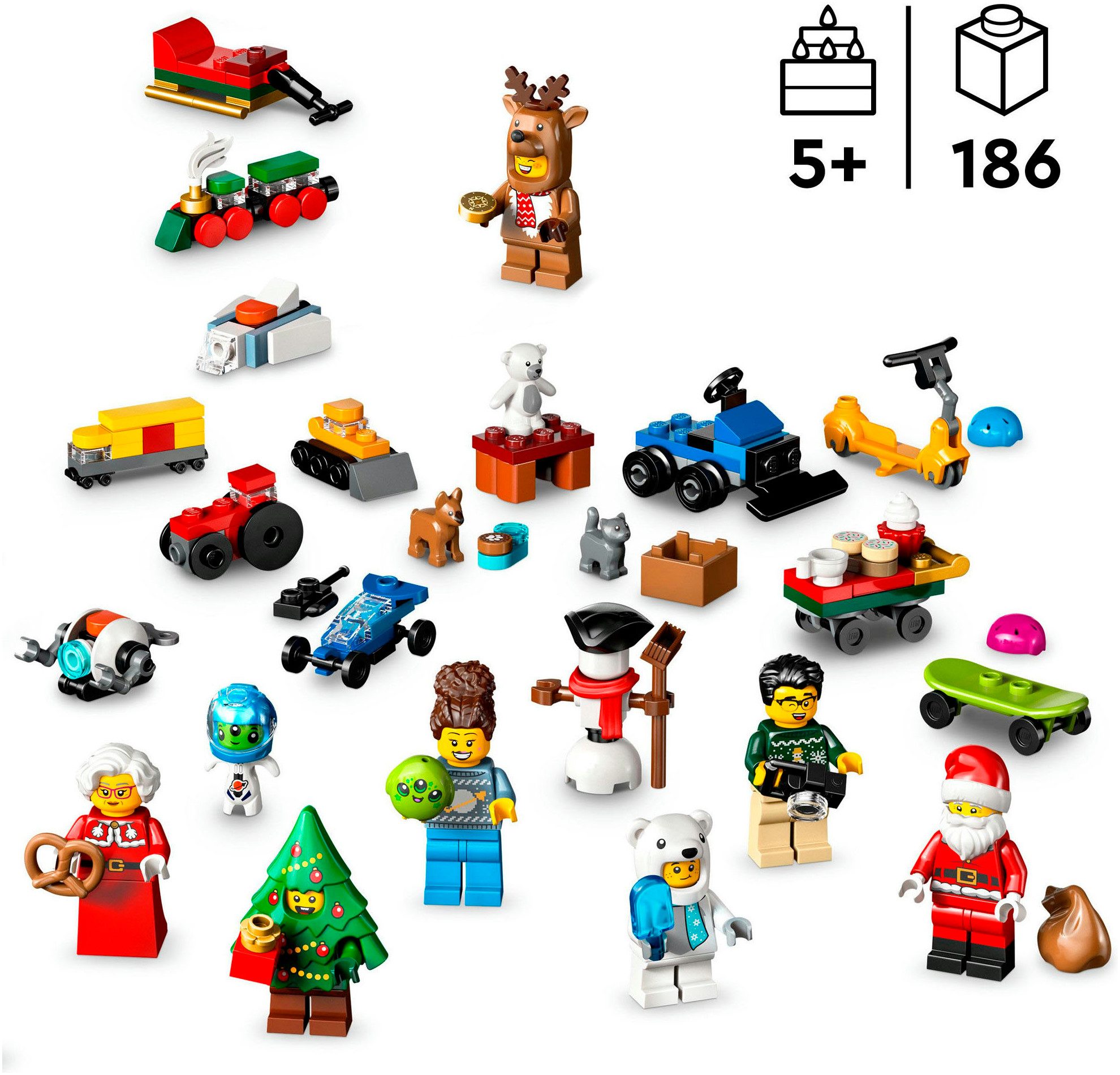 LEGO® Spielzeug-Adventskalender Spielbausteine, (60475), LEGO City (186-tlg), Made in Europe
