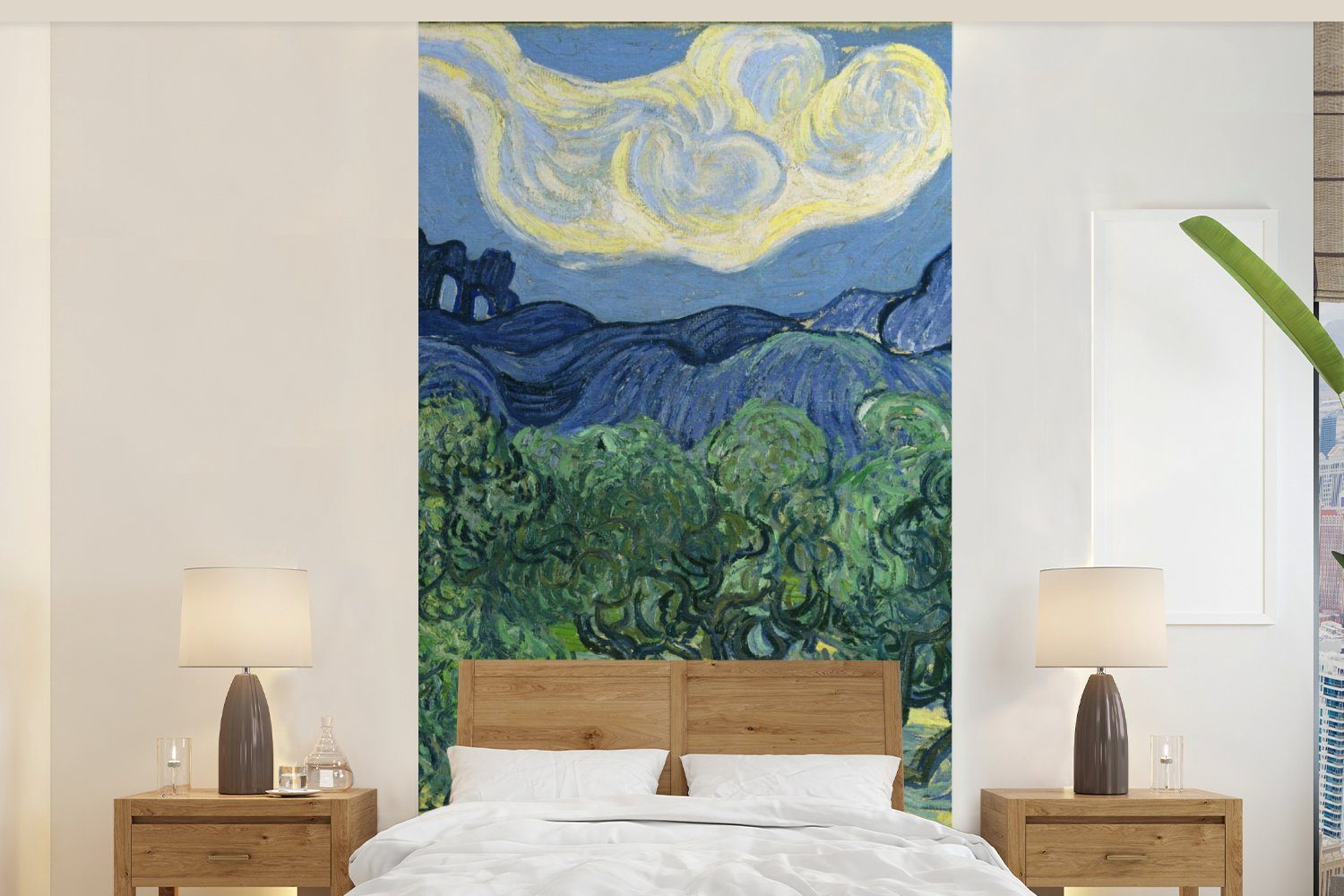 MuchoWow Fototapete Die Olivenbäume - Vincent van Gogh, Matt, bedruckt, (2 St), Vliestapete für Wohnzimmer Schlafzimmer Küche, Fototapete