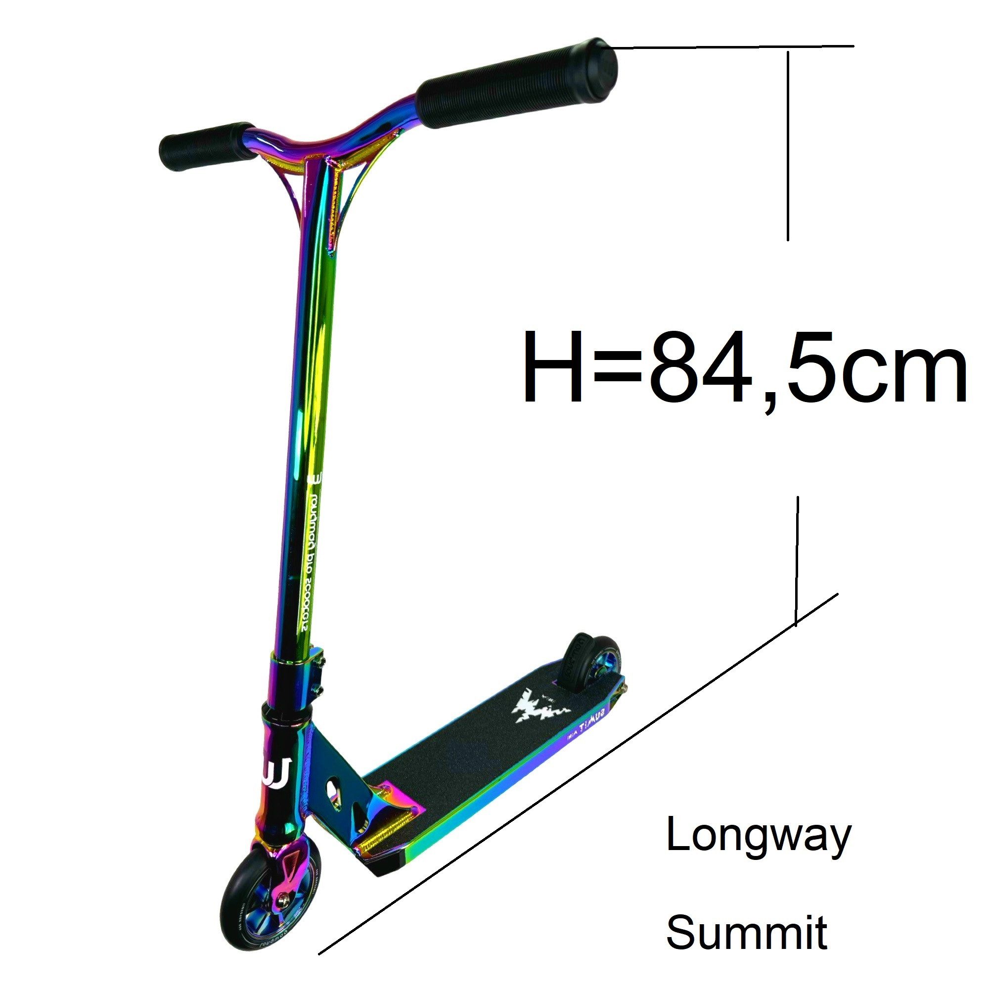 Thumbnail - Longway Scooters Stuntscooter Longway Summit Stunt-Scooter Park Trick Roller H=84,5cm Full Rainbow