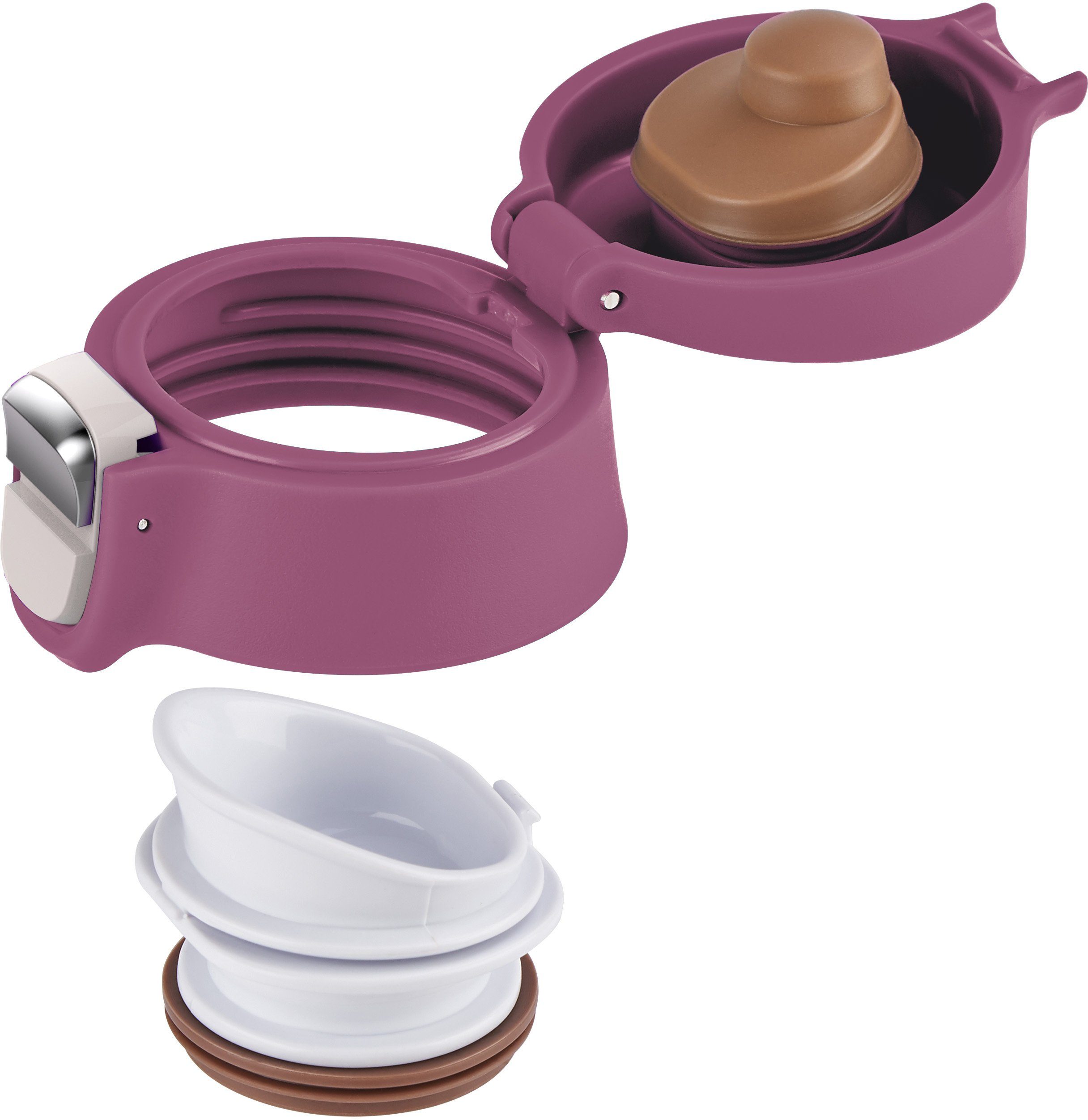 Emsa Thermobecher Travel Mug Light, dicht, 8h 100% Edelstahl, warm/16h rosa Kunststoff, 0,4L, Edelstahl, kalt