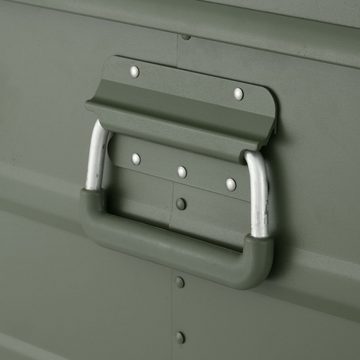 ALUBOX Aufbewahrungsbox mit Deckel, Premium Lagerkiste olivgrün (18 Liter), mit Druckguss Stapelecken