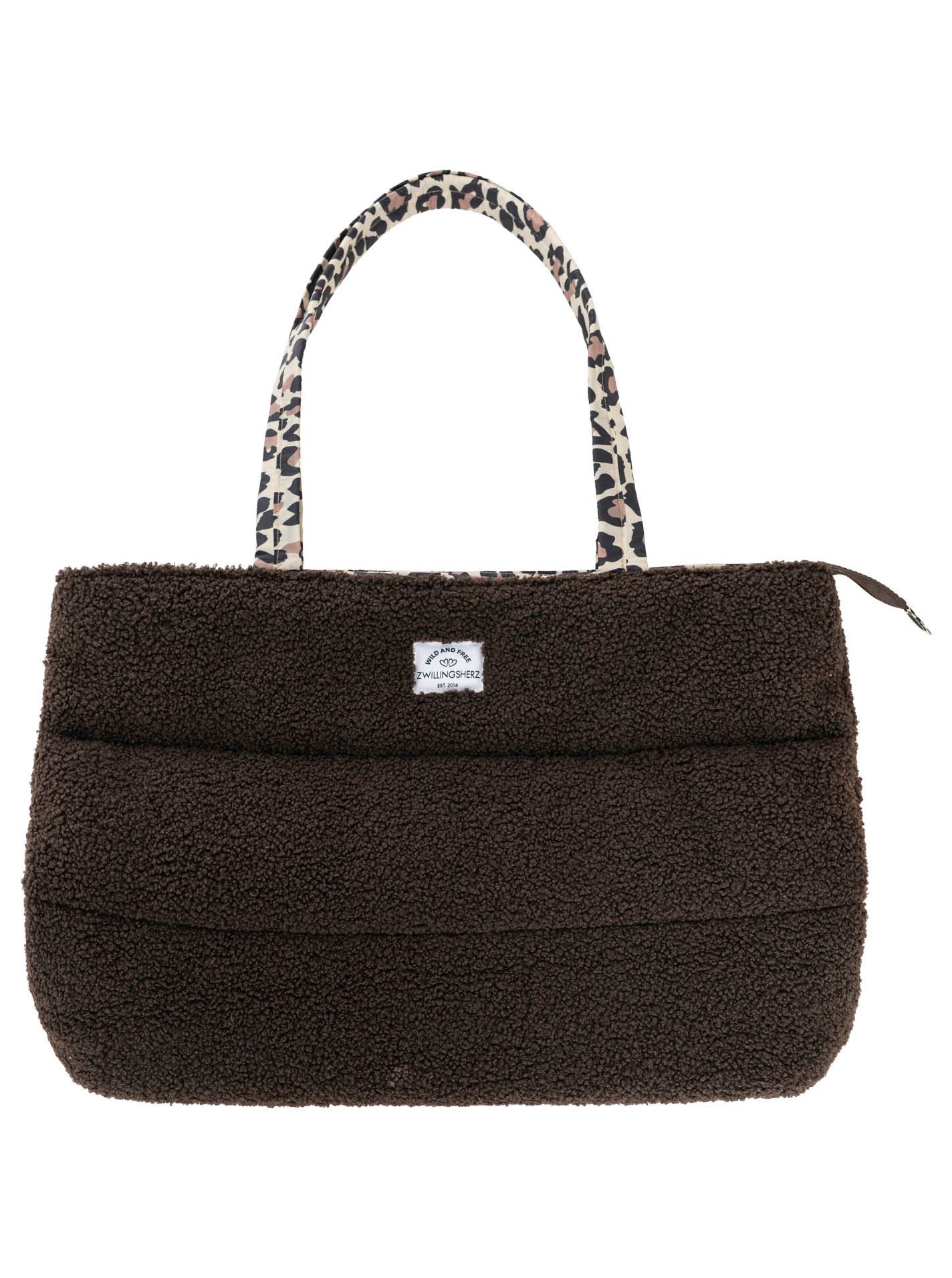 Zwillingsherz Shopper "Teddy Leo Classic", Teddy-Material, Leo Henkel und Innenfutter, geräumig