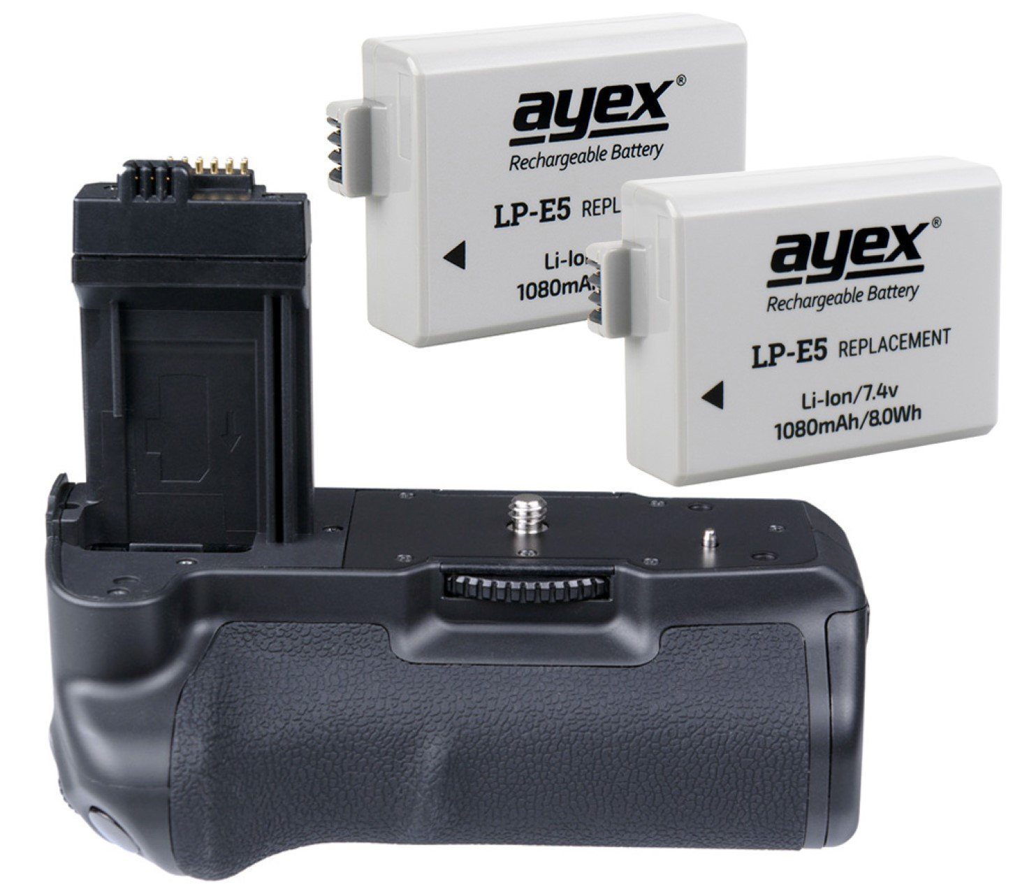 Batteriegriff für Canon EOS 1000D 500D 450D wie BG-E5 inkl. 2x LP-E5 Akku
