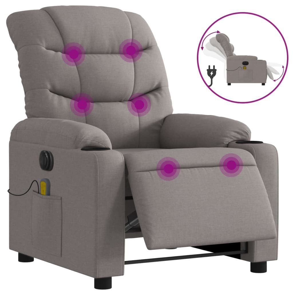 vidaXL Sessel Massagesessel Elektrisch Taupe Stoff günstig online kaufen