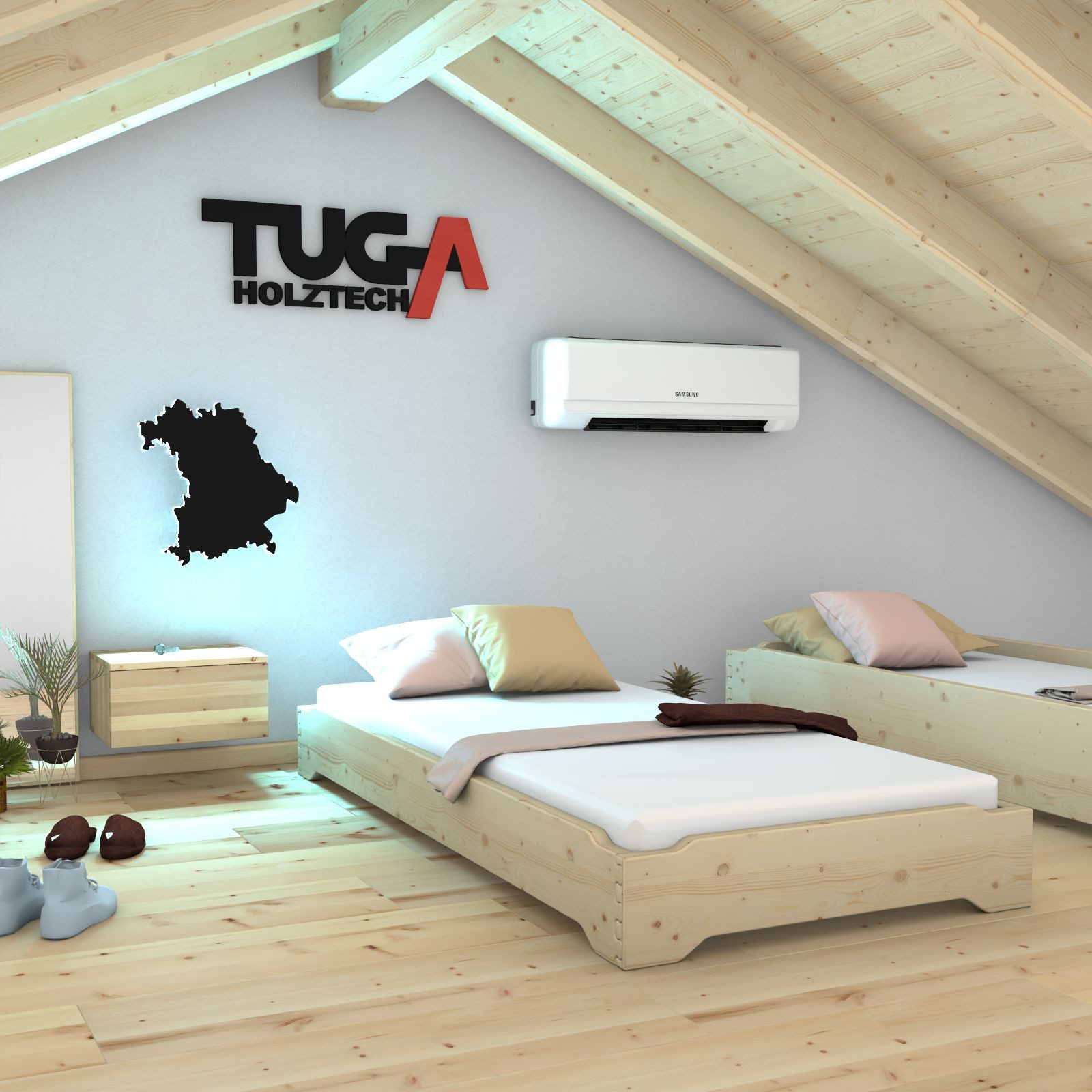 TUGA-Holztech Massivholzbett Stapelbett Holzbett Vollholzbett 80x200cm 23cm Gästebett Jugendbett, Breite: 70 80 90 100 120cm Lange: 200 220cm Höhe: 23 27 33cm Stapelbar