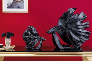 riess-ambiente Tierfigur CROWNTAIL 35cm schwarz (Einzelartikel, 1 St), Wohnzimmer · Kunststein · Kampffisch · Betta Skulptur · Urban Jungle