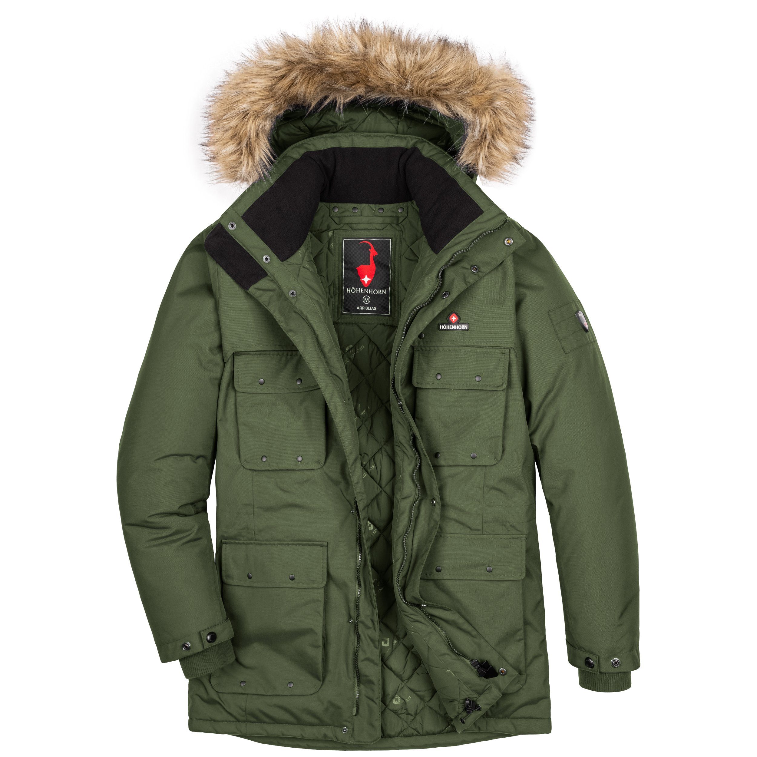 Höhenhorn Winterjacke Arpiglias Herren Winter Jacke Parka Parker mit Kunstfell Gefüttert