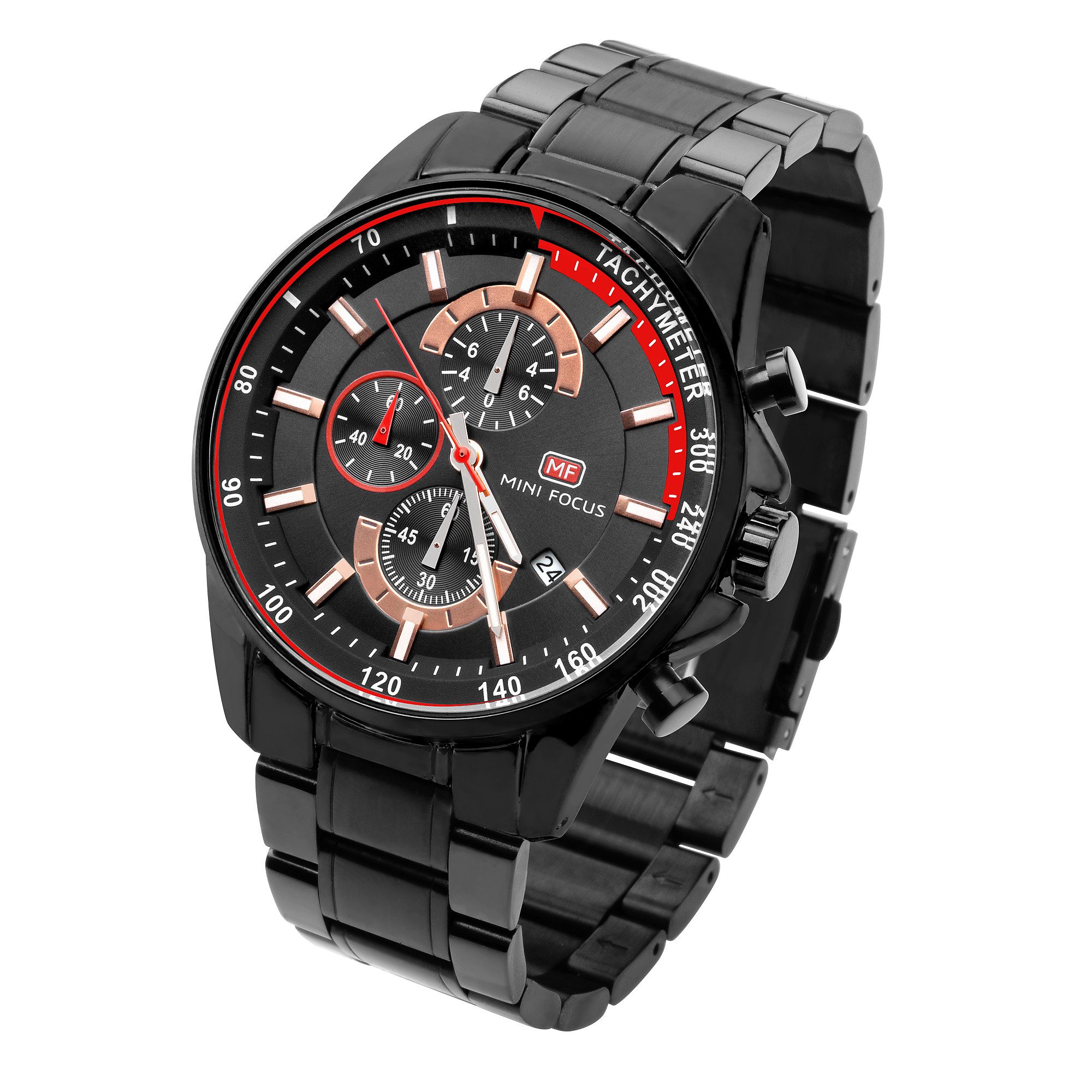 Taffstyle Sportuhr Herren Quarzuhr Chronograph Männer Armbanduhr Stoppuhr Wasserdicht, (Elegante Männer Quarzuhr - Ideales Geschenk zum Geburtstag Weihnachten Valentinstag Vatertag), Wasserdicht Kalender Stoppuhr Edelstahlarmband Chronograph