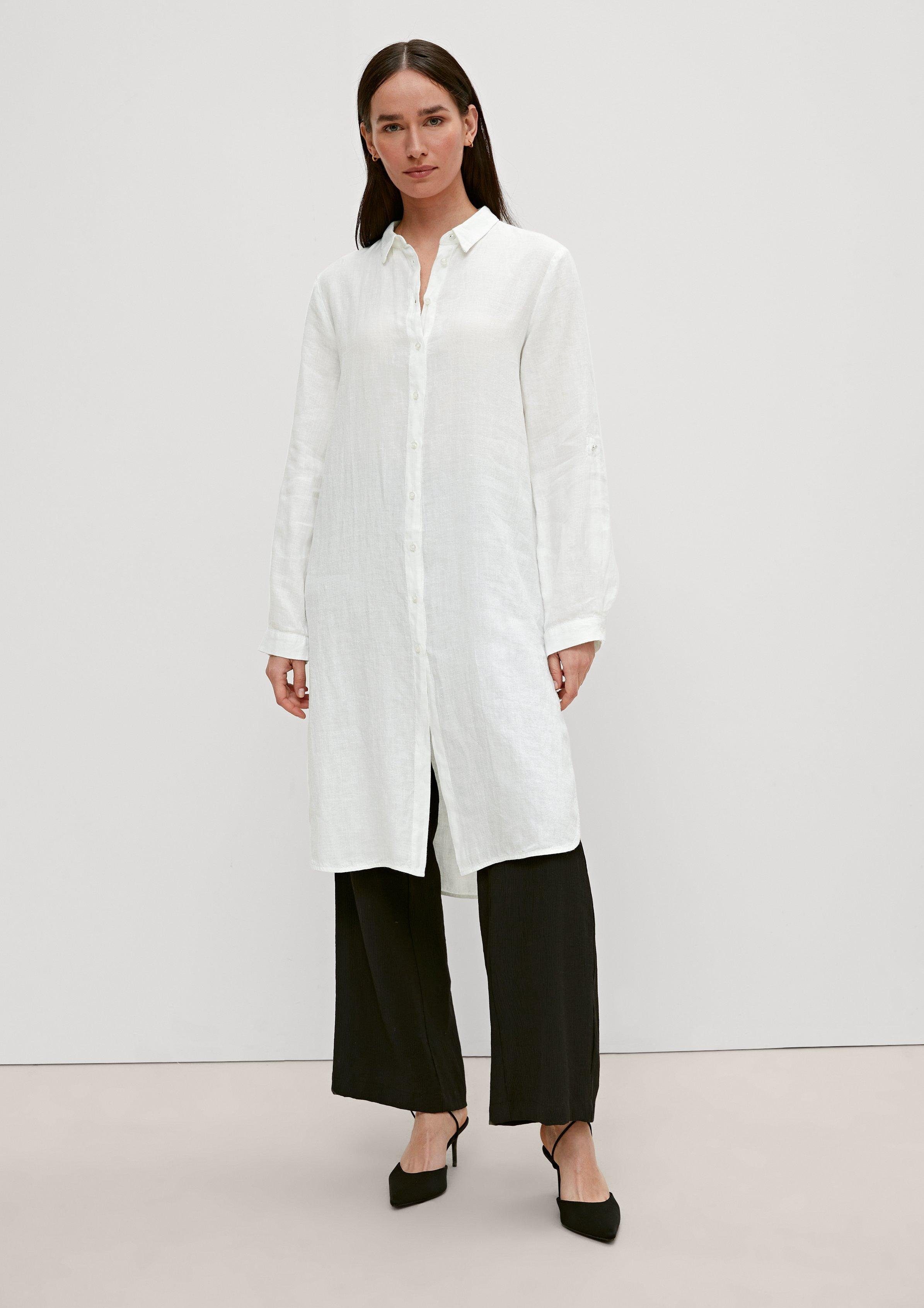 Comma Minikleid Blusenkleid aus Leinen off white