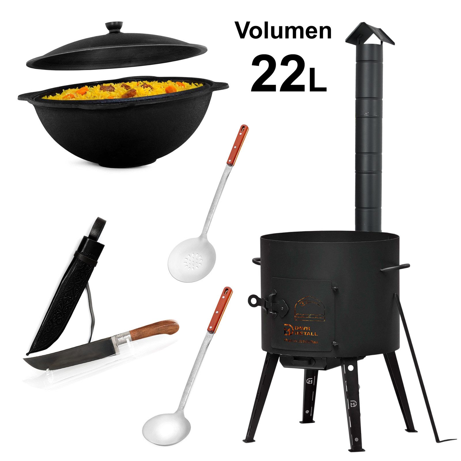 4BIG.fun Feuerstelle Ø49cm Uchag Abzugsrohr 22L Kazan eben Zubehör