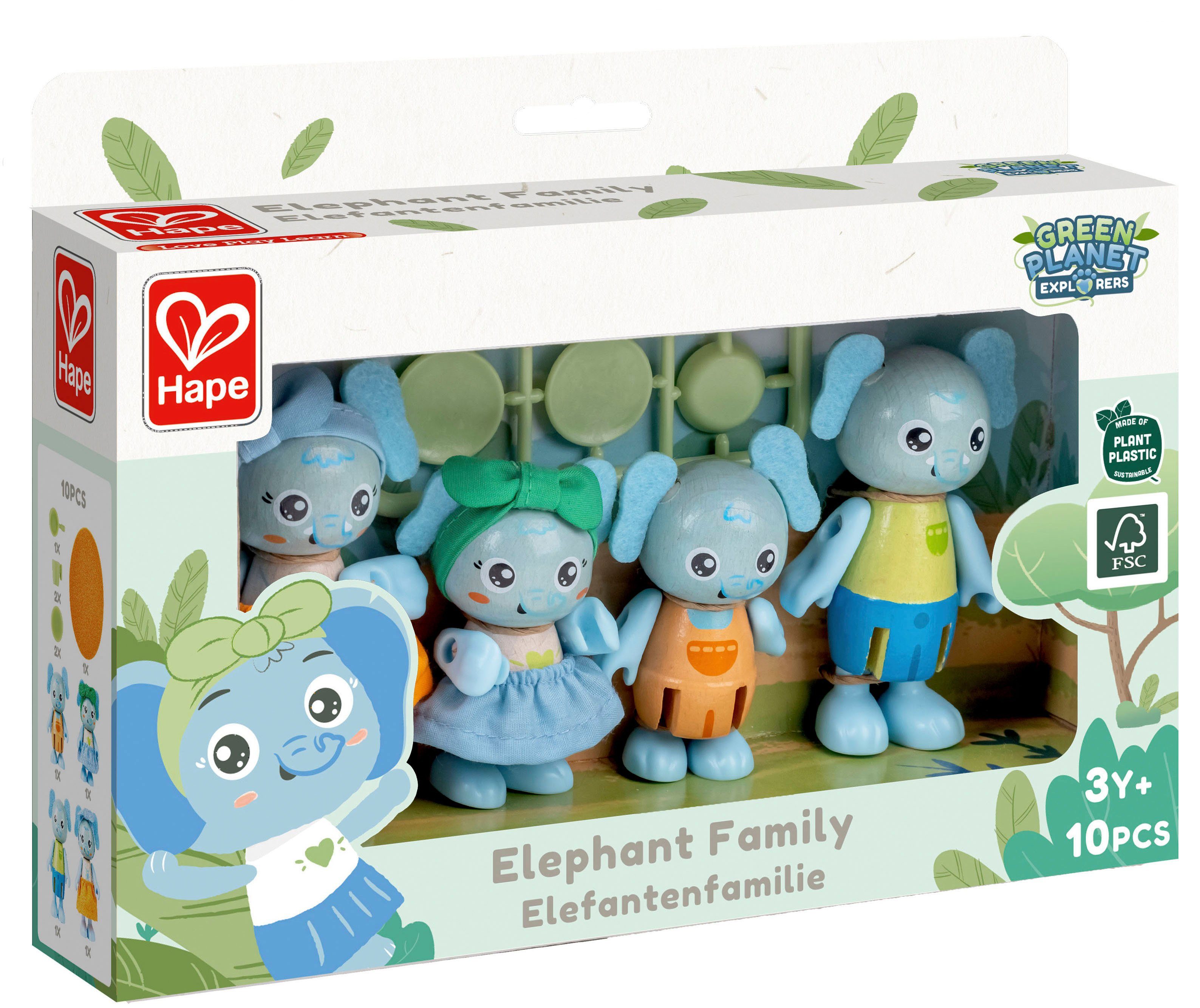 Hape Wald Green FSC®- schützt - Planet Minipuppe weltweit Elefantenfamilie, Explorers,