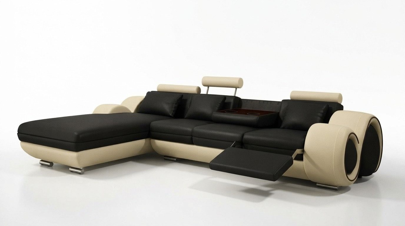 Xlmoebel Ecksofa Eckcouch BERLIN aus Leder mit USB-Anschluss und modernem Design, Ecksofa, Hergestellt in Europa