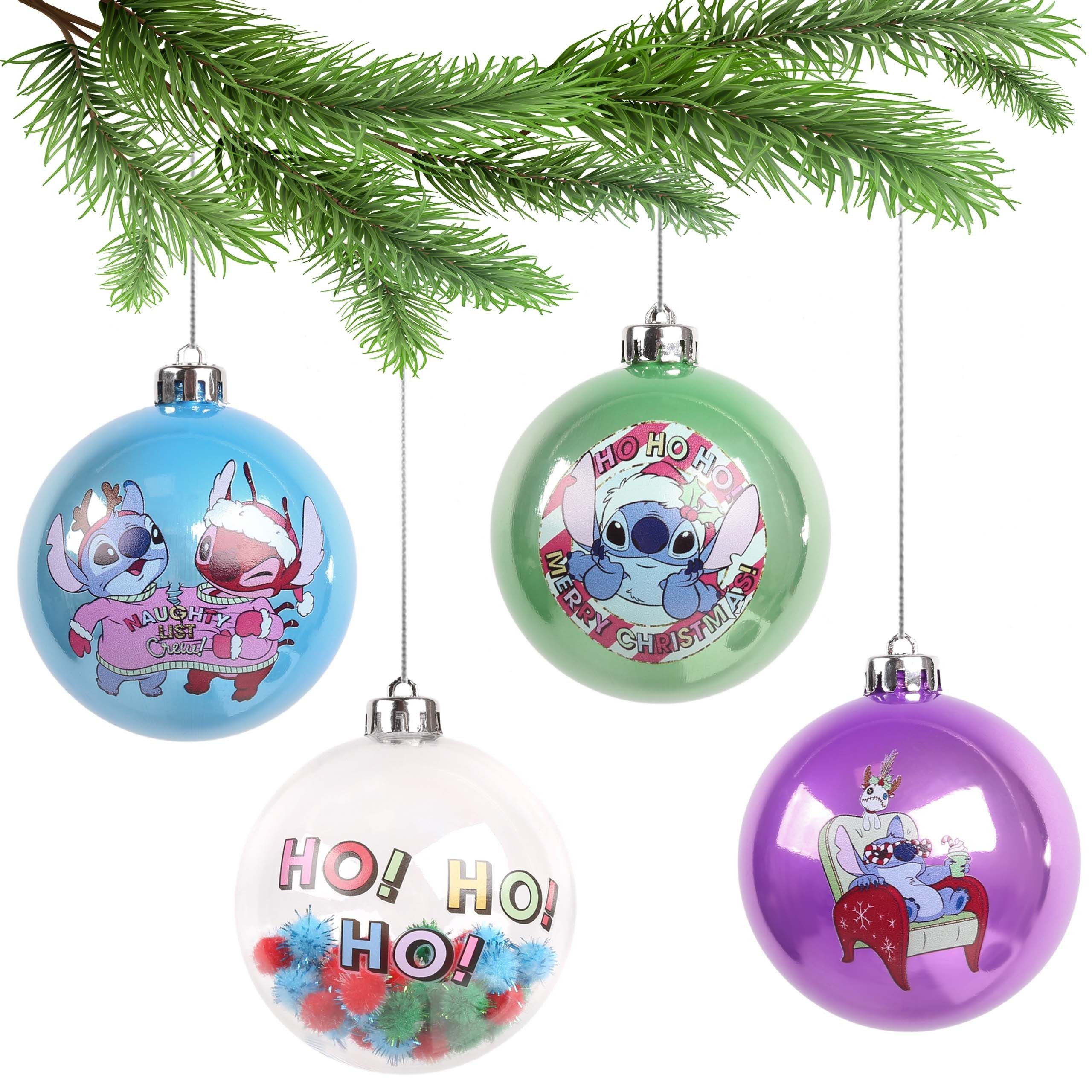 Disney Weihnachtsbaumkugel DISNEY Stitch Christbaumkugelset, Kunststoff, 4 Stück