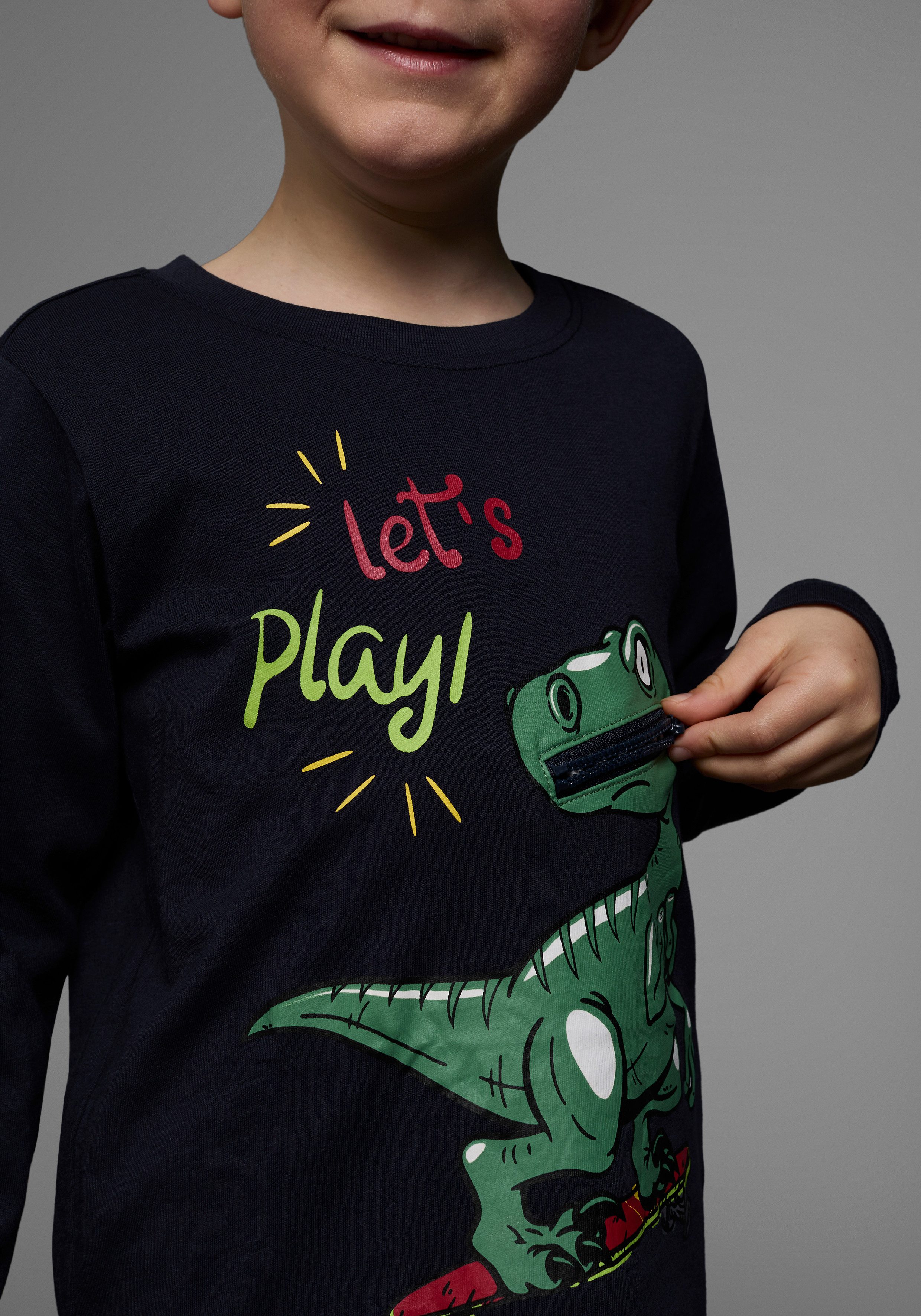 KIDSWORLD Langarmshirt LET´S PLAY Langarm, Basic-Stil, aus Baumwolle