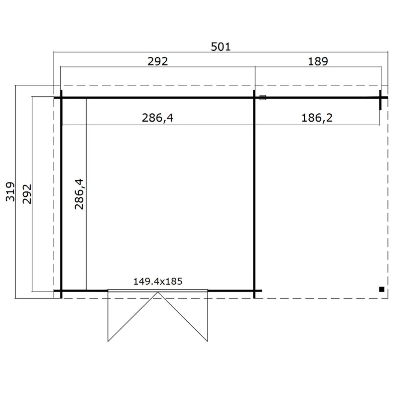 LASITA MAJA Gartenhaus Gartenhaus Blockbohlenhaus, Geräteschuppen, Gartenhütte,Holzhaus, BxT: 501x319 cm, Wetterfest, langlebig und in elegantem Carbongrau behandelt