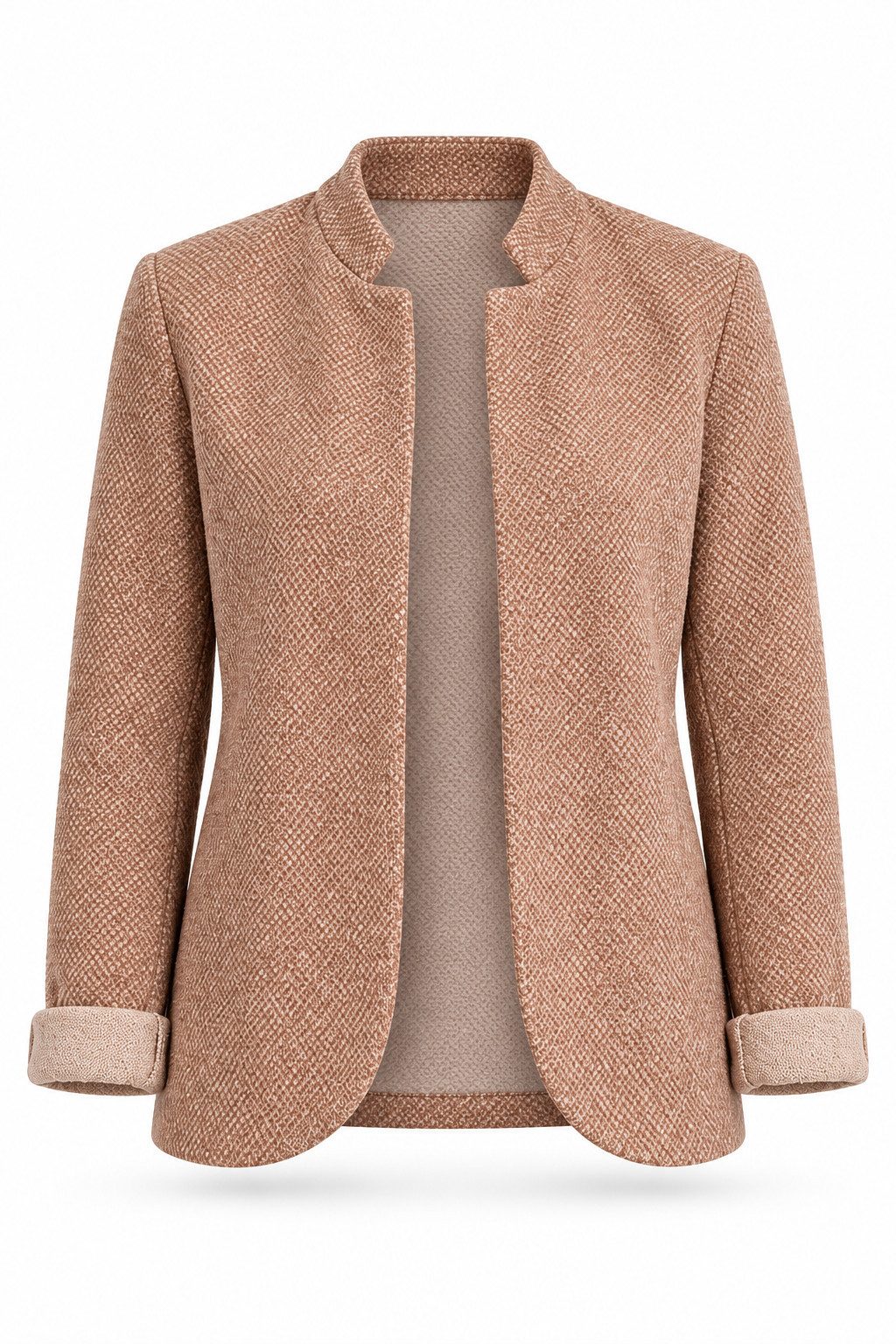 ITALY VIBES Jackenblazer - Modischer Strickblazer mit Stehkragen und offener Front für Damen ONE SIZE - passend für Größen S bis L