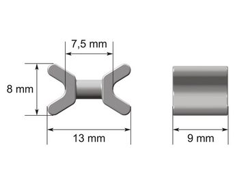 Gardinengleiter X-Gleiter groß für Objektschienen mit 8 mm Laufbreite, nodeko, (Packung, 100-St), Faltengleiter für Objektschienen, Aufputzschienen, Unterputzschienen