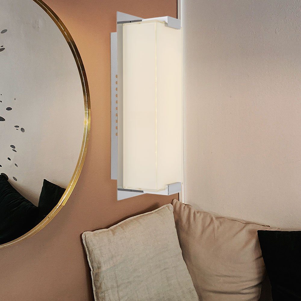 Globo LED Wandleuchte, LED-Leuchtmittel fest verbaut, LED Wandleuchte Wandlampe Glas Chrom 28 cm Wohnzimmer Schlafzimmer