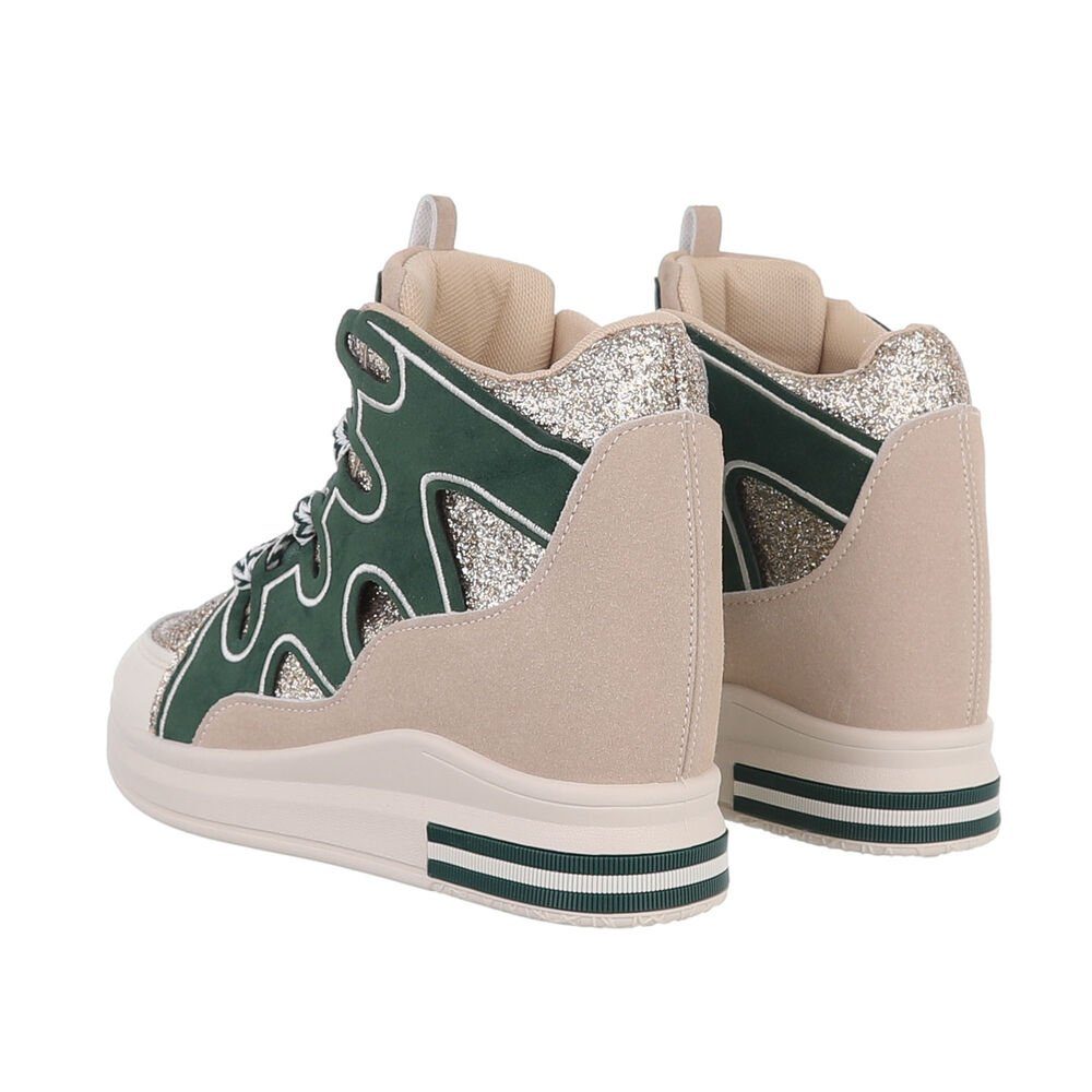 Ital-Design Damen High-Top Freizeit Sneakerboots (84463410) Keilabsatz/Wedge Sneakers High in Grün