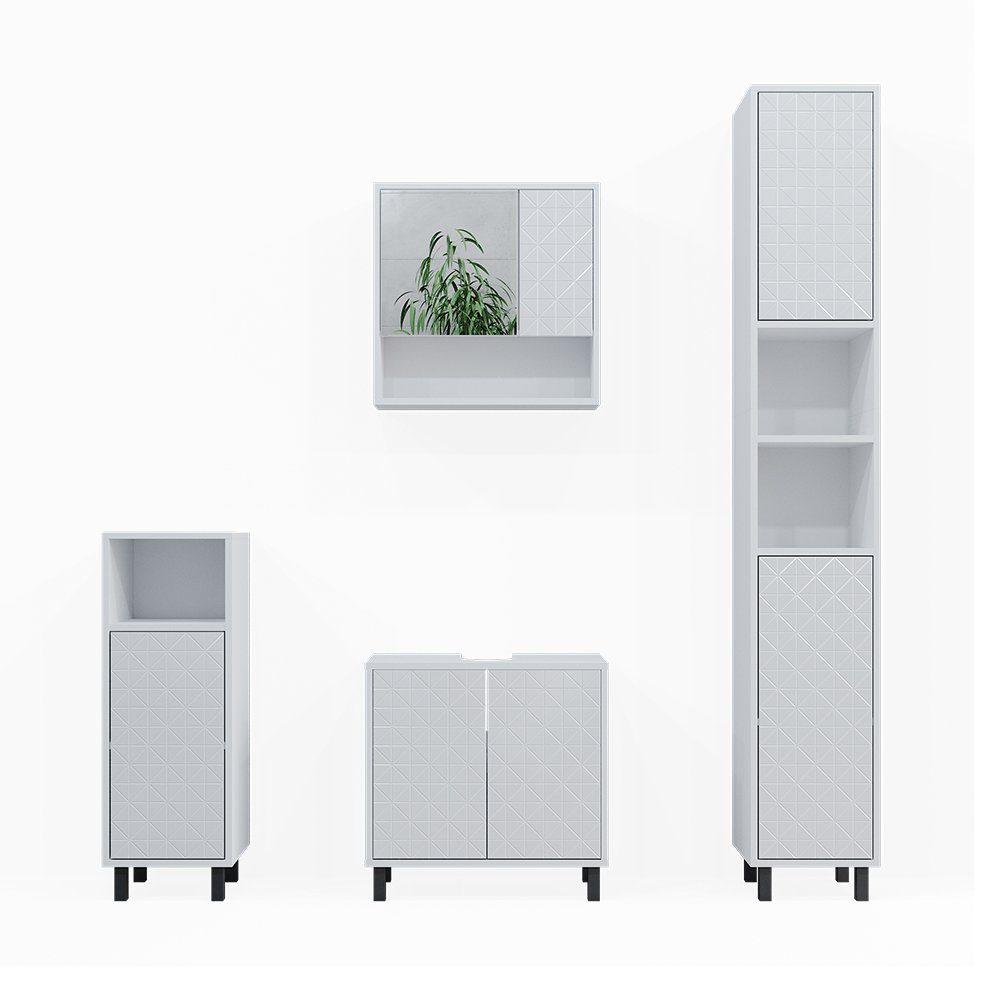 Vicco Badmöbel-Set Agasta, Weiß Hochglanz, 4 günstig online kaufen