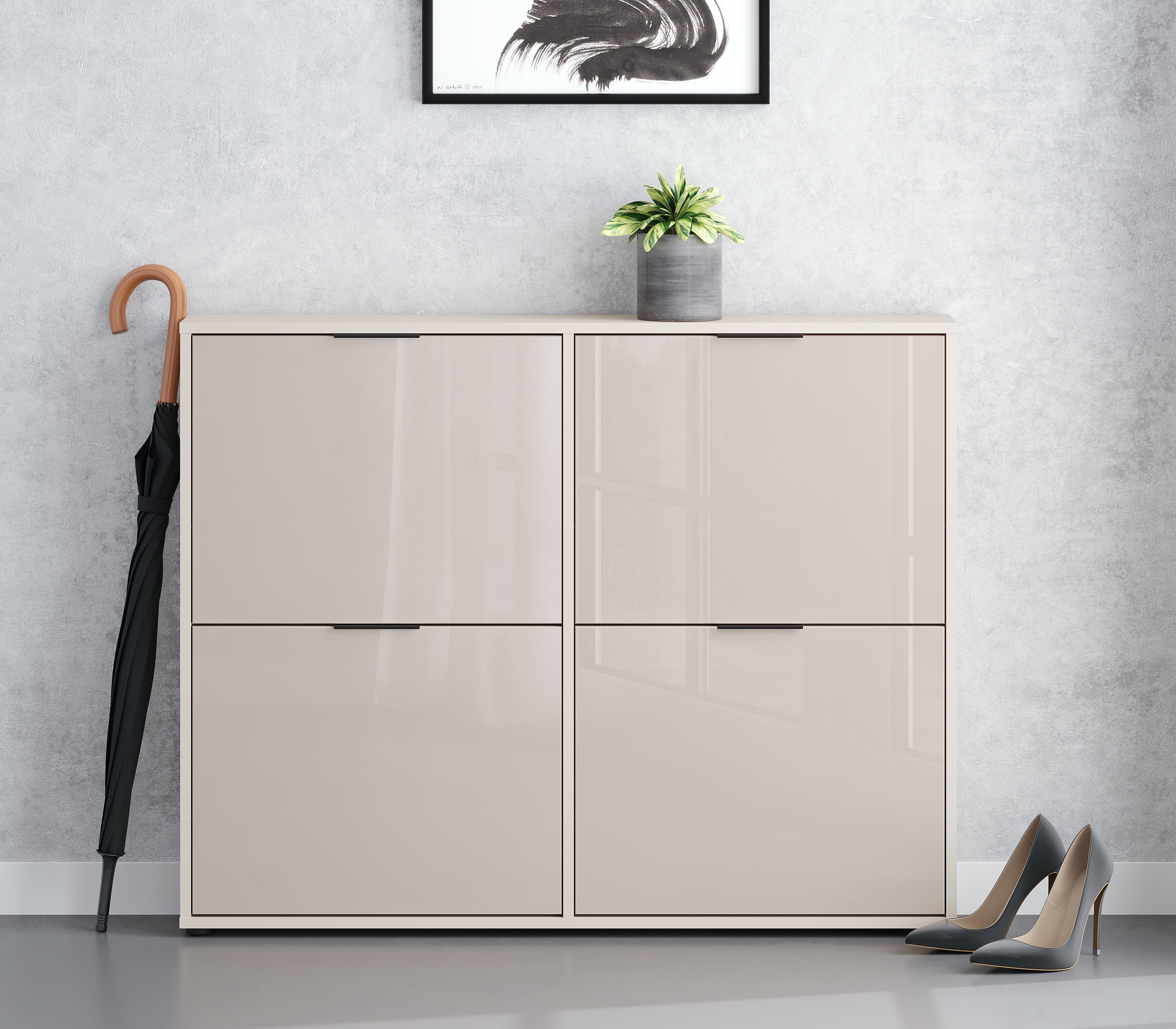 HBZ Schuhkipper Jana Schuhkipper, Glasfronten, Metallgriffe (1 St), Breite 118cm, Glasfront, Metallgriffe