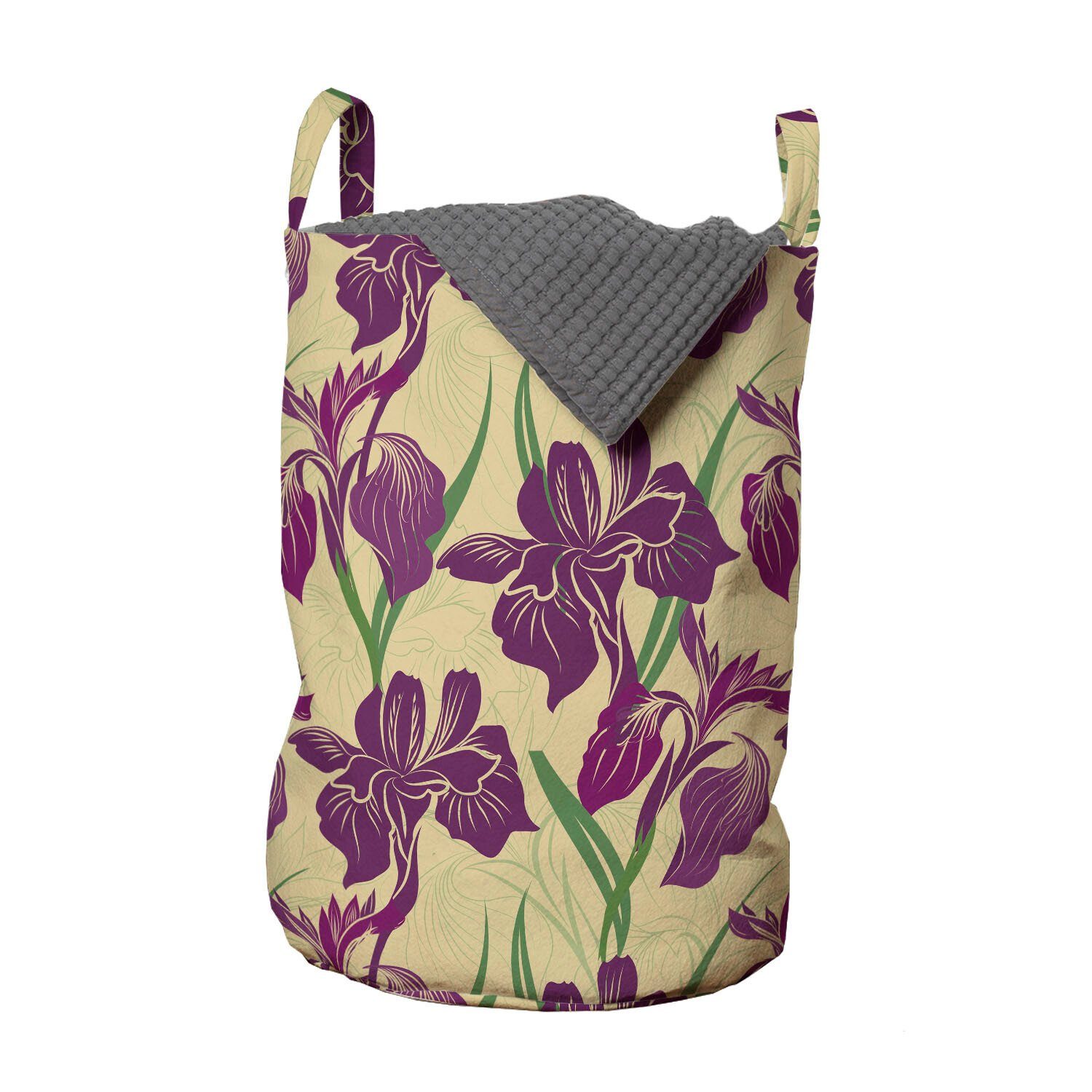 Waschsalons, Wäschesäckchen Violett-Töne Griffen Iris Abakuhaus Wäschekorb mit für Kordelzugverschluss Blumen Blume