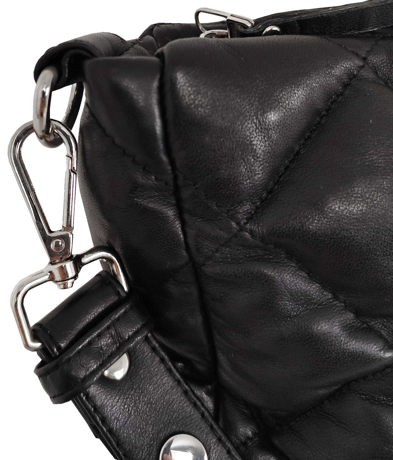 Lederjacken24 Handtasche Enja, Damen Echtleder Handtasche Lammnappa schwarz