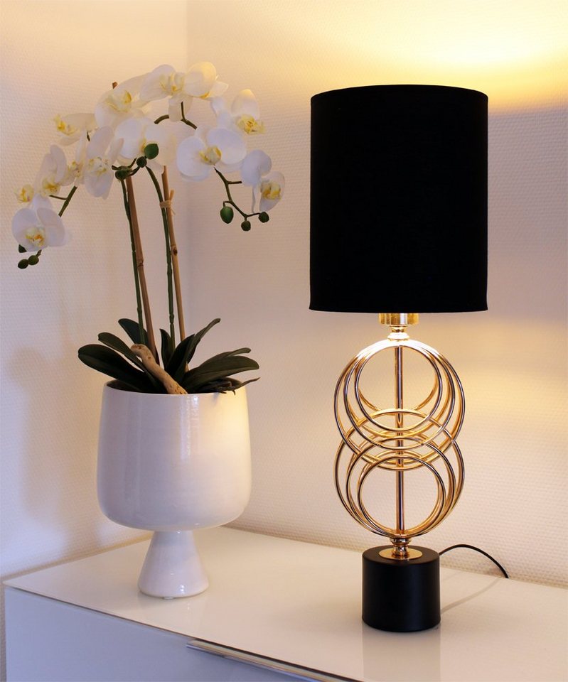 60cm, Ein-/Ausschalter, Arnusa Tischleuchte Tischlampe ohne Designlampe Kupfer farben Leuchtmittel, Nachttischlampe