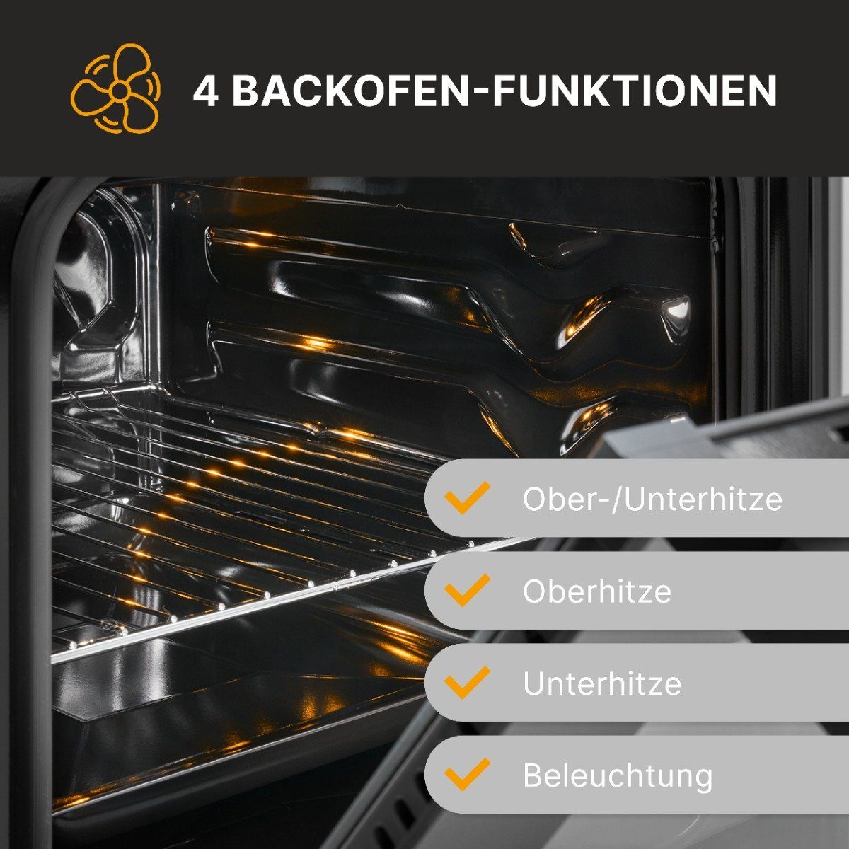BOMANN Elektro-Standherd EH 561, 4 Kochzonen, 3 Backofen Funktionen, 48l Ofen