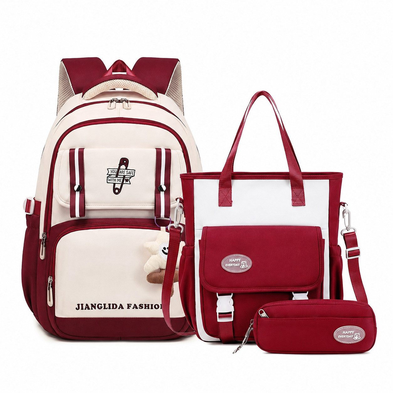 MOPUEA Schulrucksack Schulrucksack-Set Jungen Teenager coole Camouflage-Büchertaschen (3-tlg), Rucksack Wasserabweisend mit Lunchbox, Federmäppchen, 3-teilig